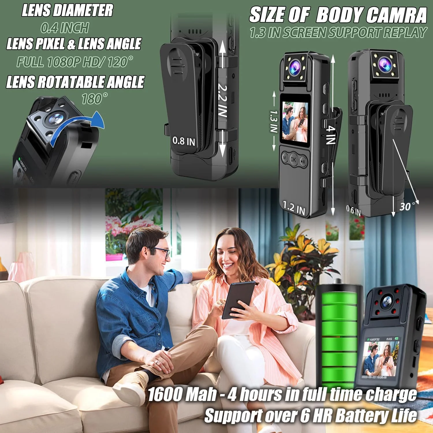 دوربین بدنه با ضبط صدا و تصویر، دوربین HD 1080P با لنز چرخان 180 درجه، باتری 6 ساعته، دید در شب خودکار IR Cut، دوربین فیلمبرداری 64 گیگابایتی، برای غیرنظامیان شخصی، اجرای قانون پلیس دوربین بدنه با ضبط صدا و تصویر، دوربین HD 1080P با لنز چرخان 180 درجه، باتری 6 ساعته، دید در شب خودکار IR Cut، دوربین فیلمبرداری 64 گیگابایتی، برای غیرنظامیان شخصی، اجرای قانون پلیس