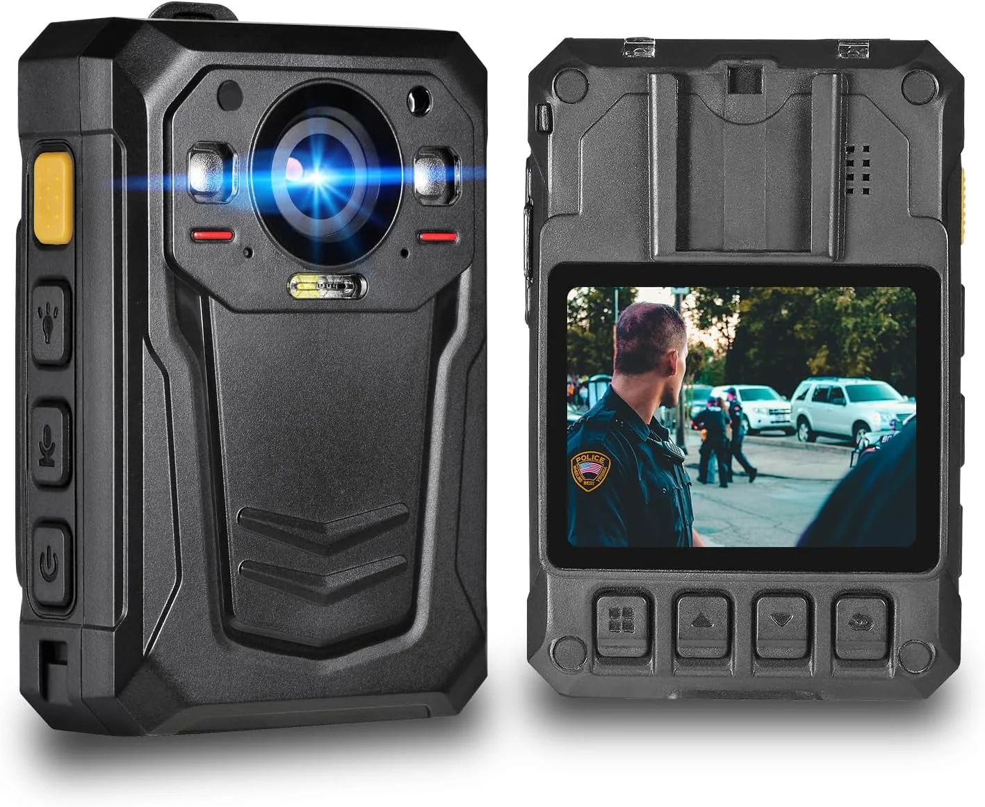 دوربین بدنه 1512P HD با تثبیت کننده تصویر الکترونیکی، زمان ضبط 13 ساعته، باتری داخلی 3600 میلی آمپر ساعتی، کاربری آسان، دوربین ضد آب نصب شده بر روی بدن برای اجرای قانون (128 گیگابایت)