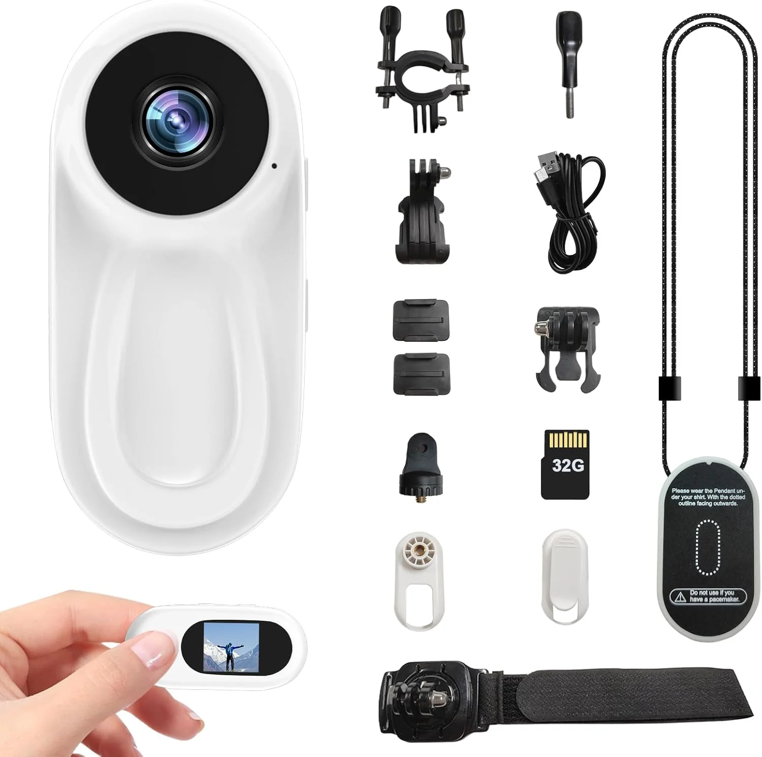 دوربین کوچک 1080P ساکالاکا، دوربین پوشیدنی 64 گیگابایتی POV، پایه بند مغناطیسی، ضبط کننده ویدیویی قابل حمل اندازه انگشت شست