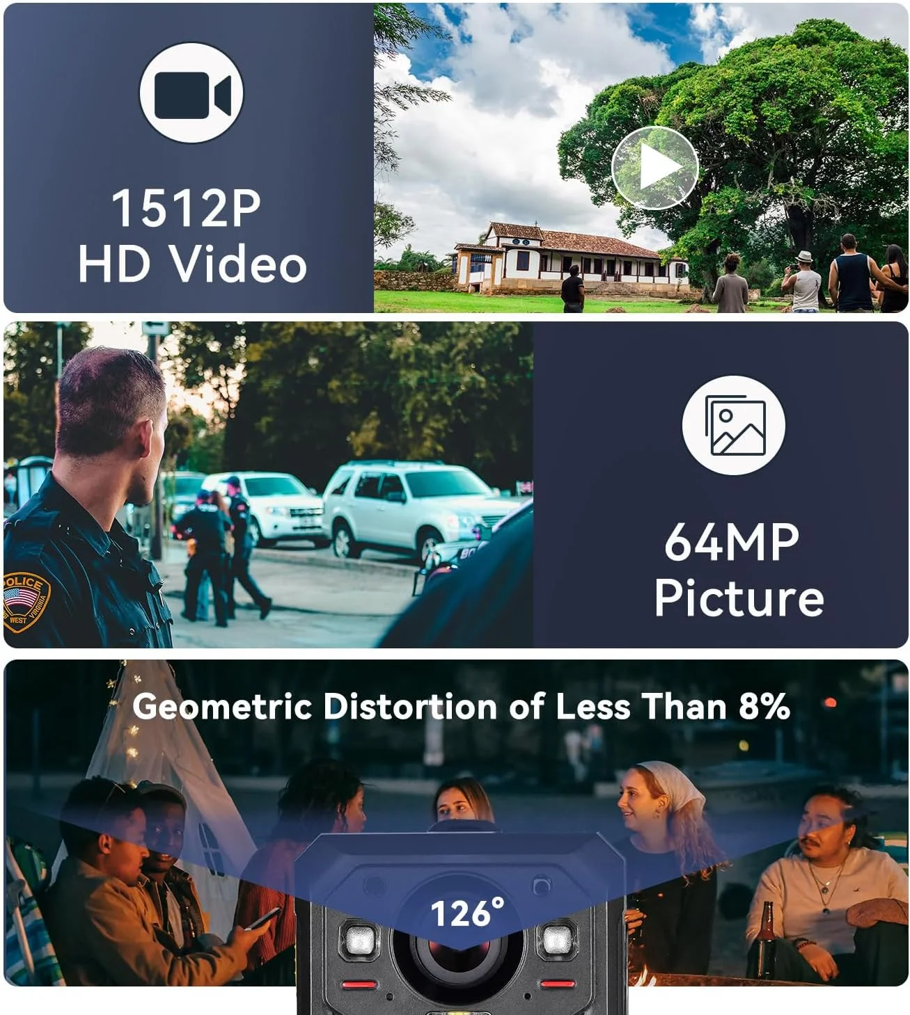 دوربین بدنه 1512P HD با تثبیت کننده تصویر الکترونیکی، زمان ضبط 13 ساعته، باتری داخلی 3600 میلی آمپر ساعتی، کاربری آسان، دوربین ضد آب نصب شده بر روی بدن برای اجرای قانون (128 گیگابایت) دوربین بدنه 1512P HD با تثبیت کننده تصویر الکترونیکی، زمان ضبط 13 ساعته، باتری داخلی 3600 میلی آمپر ساعتی، کاربری آسان، دوربین ضد آب نصب شده بر روی بدن برای اجرای قانون (128 گیگابایت)