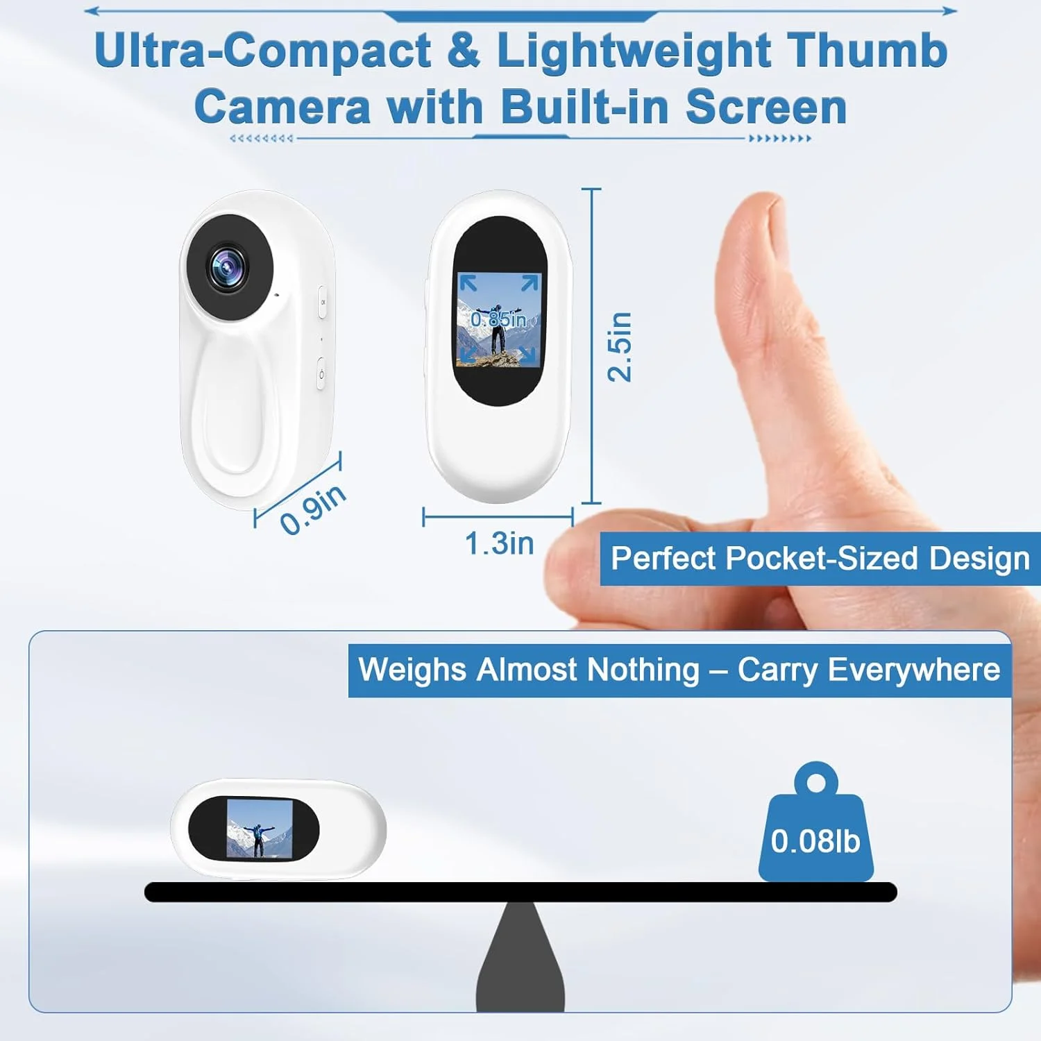 دوربین کوچک 1080P ساکالاکا، دوربین پوشیدنی 64 گیگابایتی POV، پایه بند مغناطیسی، ضبط کننده ویدیویی قابل حمل اندازه انگشت شست