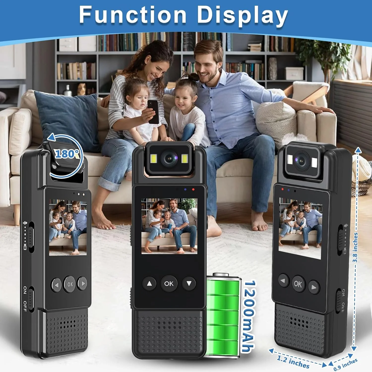 دوربین بدنه با صفحه نمایش 1.3 اینچی فقط فیلمبرداری، دوربین قابل حمل 1200 میلی آمپری، دوربین کوچک 1080P با نور پرکننده، لنز 180 درجه قابل چرخش برای کوهنوردی و دوچرخه سواری در فضای باز تا 128 گیگابایت (کارت شامل نمی شود) دوربین بدنه با صفحه نمایش 1.3 اینچی فقط فیلمبرداری، دوربین قابل حمل 1200 میلی آمپری، دوربین کوچک 1080P با نور پرکننده، لنز 180 درجه قابل چرخش برای کوهنوردی و دوچرخه سواری در فضای باز تا 128 گیگابایت (کارت شامل نمی شود)