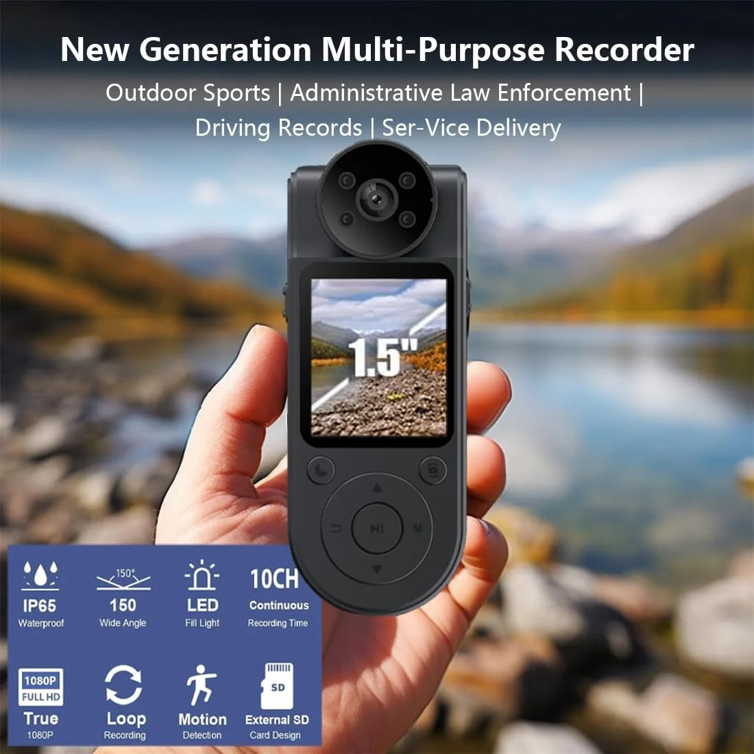 دوربین بدنه L20 با صفحه نمایش 1.5 اینچی، ضبط صدا و تصویر، دوربین شخصی پوشیدنی 1080P با لنز چرخان 180 درجه، باتری 7 ساعته، دید در شب، دوربین فیلمبرداری قابل حمل 64 گیگابایتی (با WiFi) دوربین بدنه L20 با صفحه نمایش 1.5 اینچی، ضبط صدا و تصویر، دوربین شخصی پوشیدنی 1080P با لنز چرخان 180 درجه، باتری 7 ساعته، دید در شب، دوربین فیلمبرداری قابل حمل 64 گیگابایتی (با WiFi)