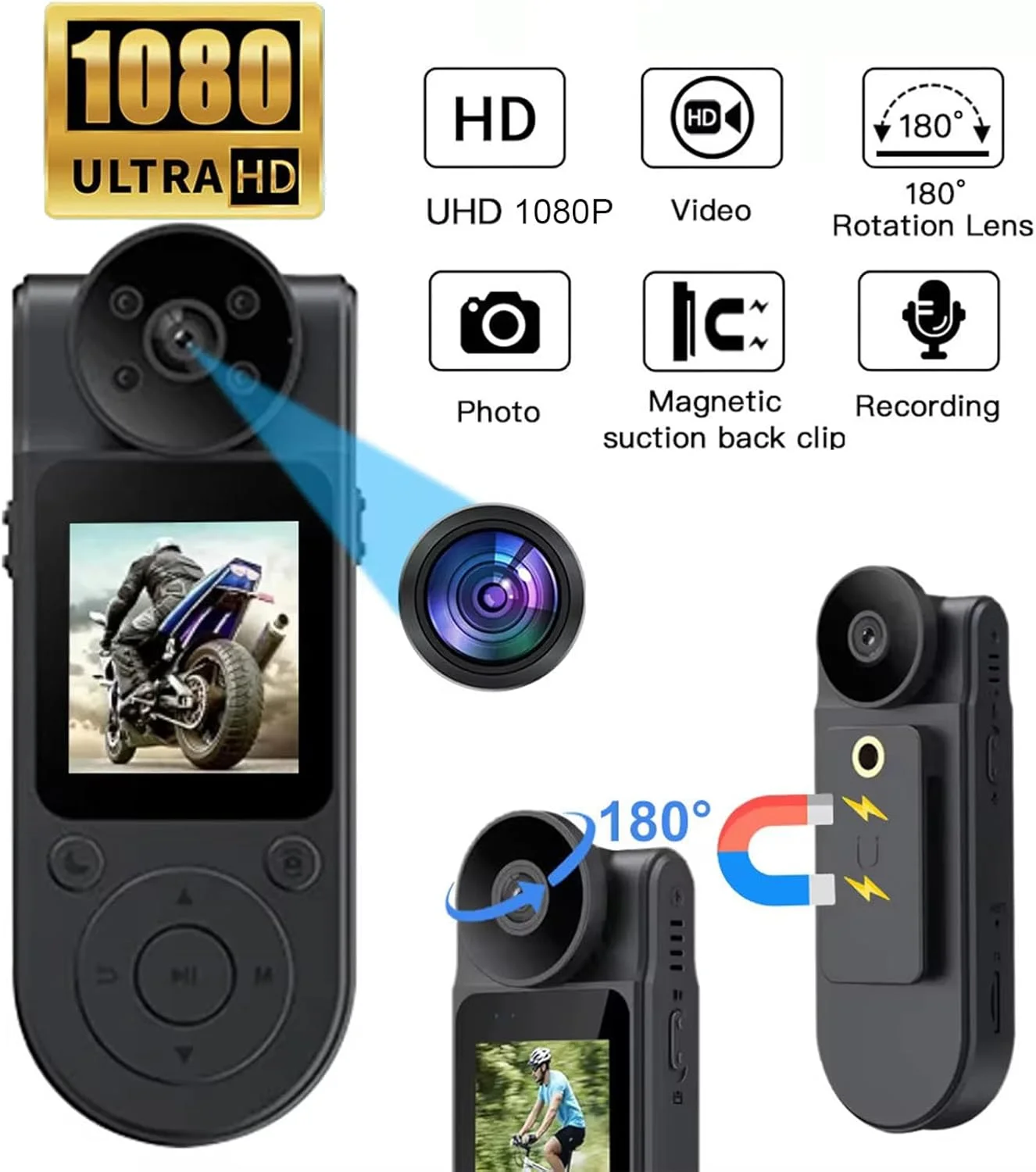 دوربین بدنه ETSG L20 با صفحه نمایش 1.5 اینچی، ضبط صدا و تصویر، دوربین شخصی پوشیدنی 1080P، لنز چرخان 180 درجه، باتری 7 ساعته، دید در شب، دوربین فیلمبرداری قابل حمل 64 گیگابایتی برای شهروندان/کار دوربین بدنه ETSG L20 با صفحه نمایش 1.5 اینچی، ضبط صدا و تصویر، دوربین شخصی پوشیدنی 1080P، لنز چرخان 180 درجه، باتری 7 ساعته، دید در شب، دوربین فیلمبرداری قابل حمل 64 گیگابایتی برای شهروندان/کار