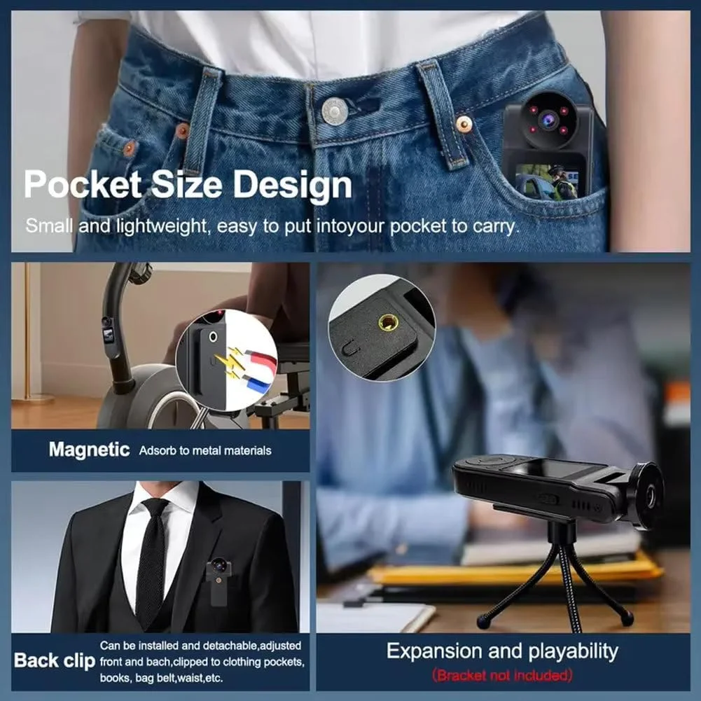 دوربین بدنه ETSG L20 با صفحه نمایش 1.5 اینچی، ضبط صدا و تصویر، دوربین شخصی پوشیدنی 1080P، لنز چرخان 180 درجه، باتری 7 ساعته، دید در شب، دوربین فیلمبرداری قابل حمل 64 گیگابایتی برای شهروندان/کار دوربین بدنه ETSG L20 با صفحه نمایش 1.5 اینچی، ضبط صدا و تصویر، دوربین شخصی پوشیدنی 1080P، لنز چرخان 180 درجه، باتری 7 ساعته، دید در شب، دوربین فیلمبرداری قابل حمل 64 گیگابایتی برای شهروندان/کار