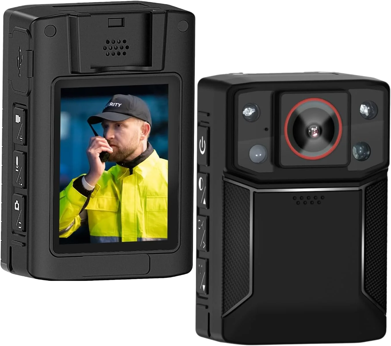 دوربین کوچک بدنه ضبط کننده ویدیو ضد آب با قابلیت ضبط چرخشی HD 1080P، 10 ساعت عمر باتری دوربین پلیس پوشیدنی برای خانه، فضای باز، اجرای قانون، نگهبان امنیتی، دارای کارت حافظه داخلی 128 گیگابایتی