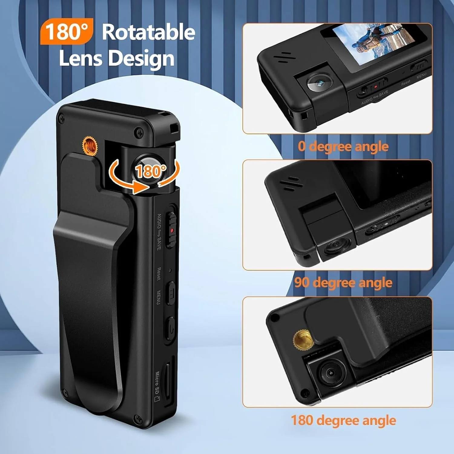 دوربین بدنه A32 با حافظه 64 گیگابایت، دوربین قابل حمل با لنز چرخان 180 درجه و تشخیص حرکت، دوربین فیلمبرداری 1080P با ضبط صدا و تصویر برای ورزش های فضای باز، پلیس، تحویل، دوچرخه سواری، کلاه ایمنی دوربین بدنه A32 با حافظه 64 گیگابایت، دوربین قابل حمل با لنز چرخان 180 درجه و تشخیص حرکت، دوربین فیلمبرداری 1080P با ضبط صدا و تصویر برای ورزش های فضای باز، پلیس، تحویل، دوچرخه سواری، کلاه ایمنی