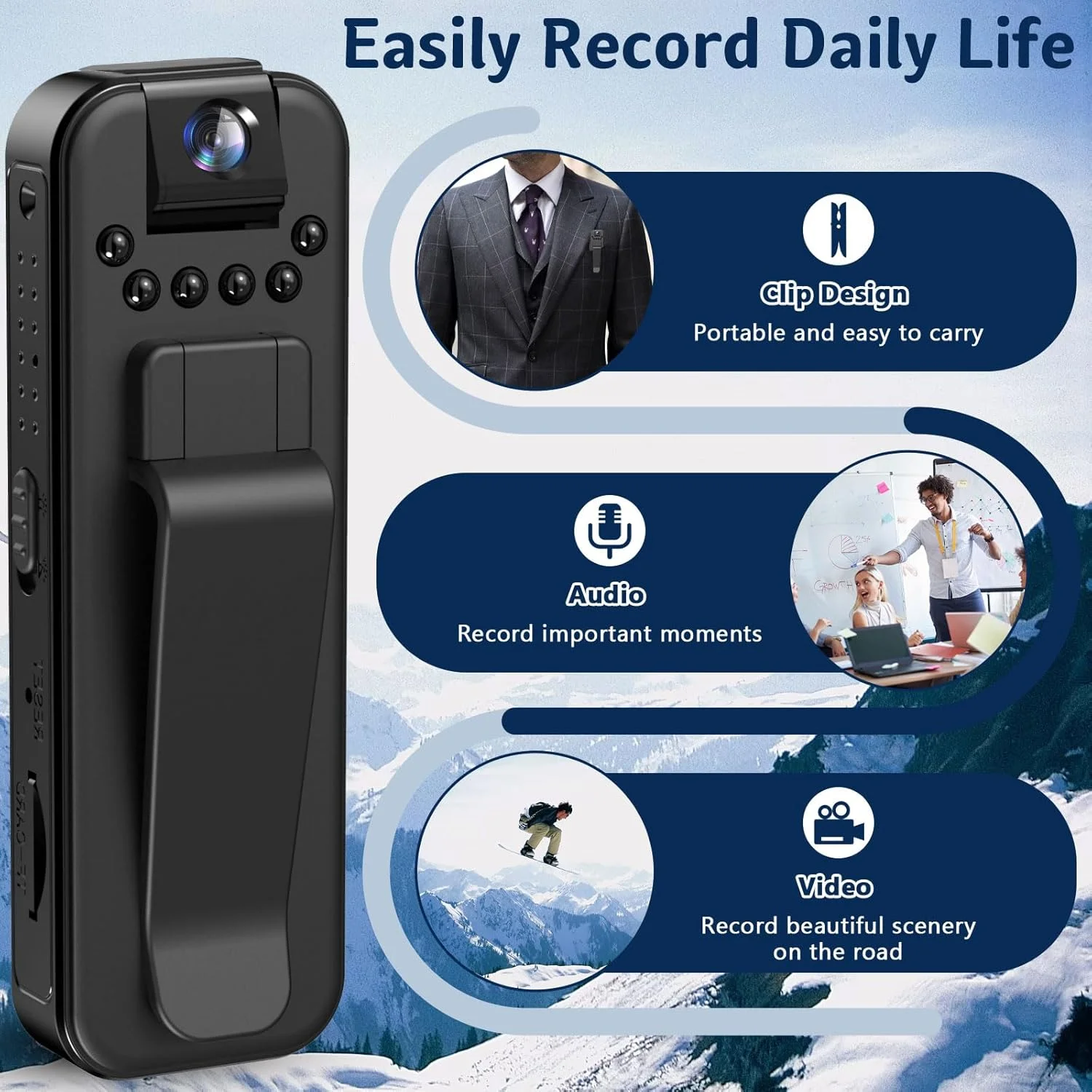 دوربین کوچک بدنه 1080P HD با کارت حافظه 32 گیگابایتی داخلی، دوربین بدنه قابل حمل با دید در شب، دوربین فیلمبرداری داخلی قابل حمل دوربین کوچک بدنه 1080P HD با کارت حافظه 32 گیگابایتی داخلی، دوربین بدنه قابل حمل با دید در شب، دوربین فیلمبرداری داخلی قابل حمل