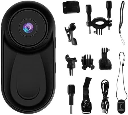 دوربین اکشن مینیاتوری 1080P HD، دوربین بدنه قابل حمل برای ولاگ با زاویه دید گسترده 130 درجه / F2.0، دوربین فیلمبرداری پوشیدنی با صدا برای سفر، ولاگ و ورزش
