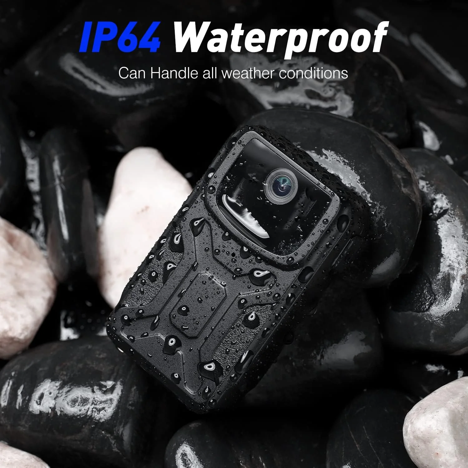 دوربین بدنه کوچک 1080P FHD با زاویه دید عریض 130 درجه، حافظه داخلی 64 گیگابایتی، ضد آب IP64، تشخیص حرکت و عمر باتری طولانی برای اجرای قانون، ورزش، دوربین خودرو، دوچرخه سواری [بدون دید در شب]