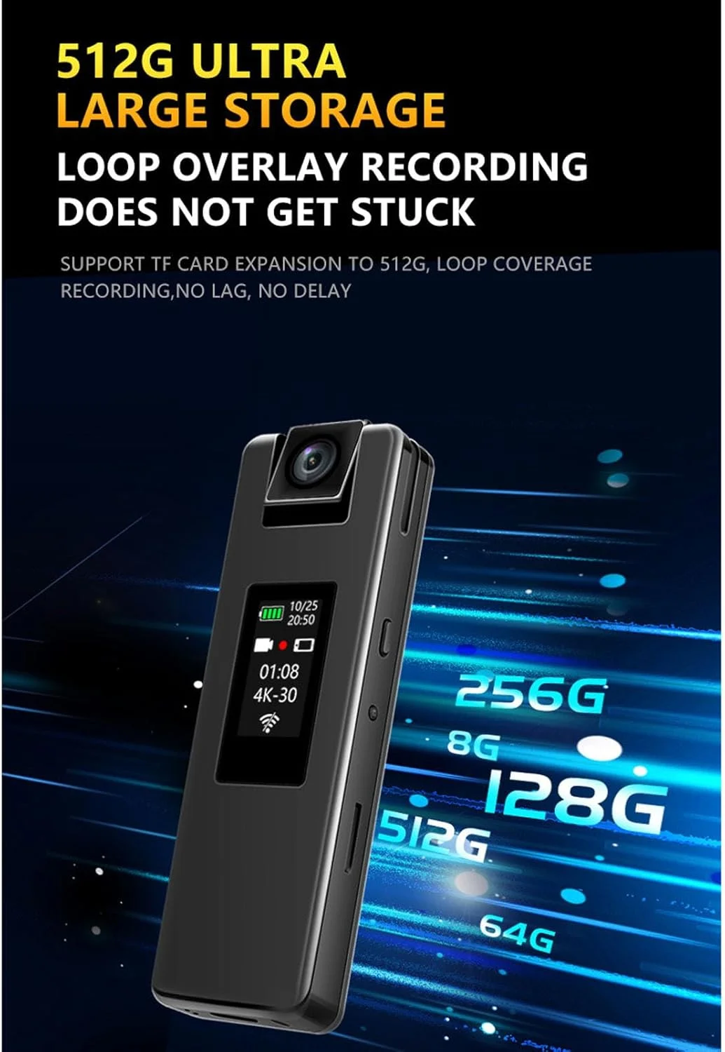 دوربین کوچک بدنه، ضبط کننده ویدئویی 4K HD با گیره، لنز چرخان 180 درجه، دوربین پوشیدنی با تشخیص حرکت دوربین کوچک بدنه، ضبط کننده ویدئویی 4K HD با گیره، لنز چرخان 180 درجه، دوربین پوشیدنی با تشخیص حرکت