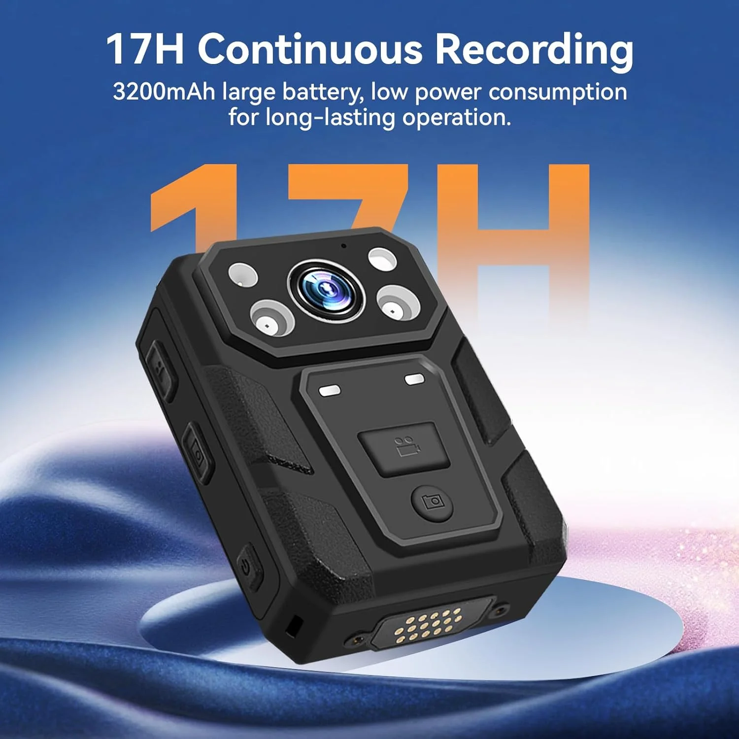 دوربین بدنه CAMMHD H10-32G با کیفیت 1296P HD، صوتی و تصویری قابل حمل برای امنیت، 3200 میلی آمپر ساعت، 15 ساعت دید در شب مادون قرمز، ضد آب، کارت حافظه قابل تعویض دوربین بدنه CAMMHD H10-32G با کیفیت 1296P HD، صوتی و تصویری قابل حمل برای امنیت، 3200 میلی آمپر ساعت، 15 ساعت دید در شب مادون قرمز، ضد آب، کارت حافظه قابل تعویض