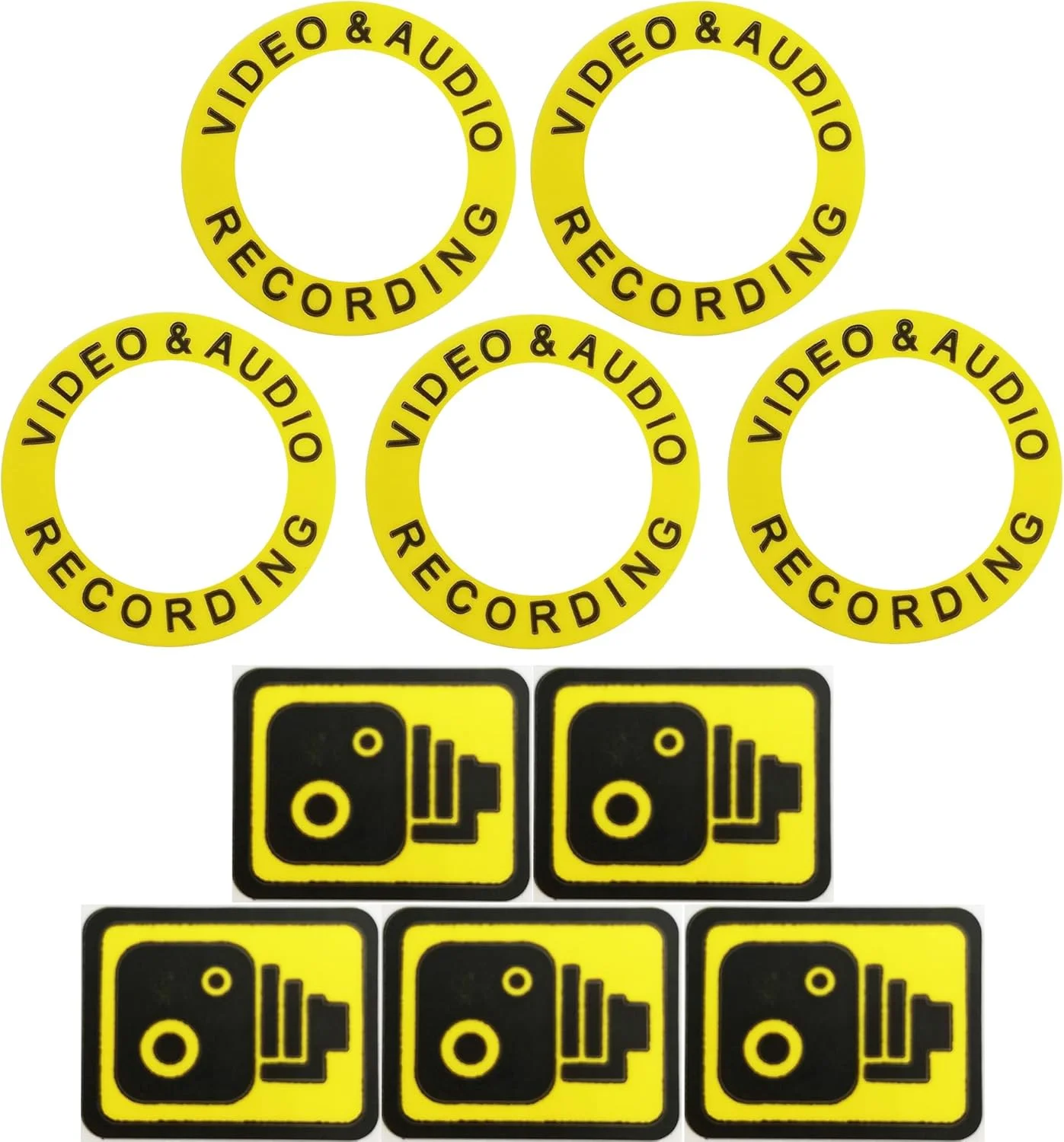 برچسب های دوربین بدنه BR1 BR3 BR5، برچسب های ضبط ویدئو، دوربین مداربسته زرد، مجموعه 5 عددی برچسب هشدار امنیتی، سازگار با برخی از دوربین های Recall، Boblov، Spikecam و Rewire