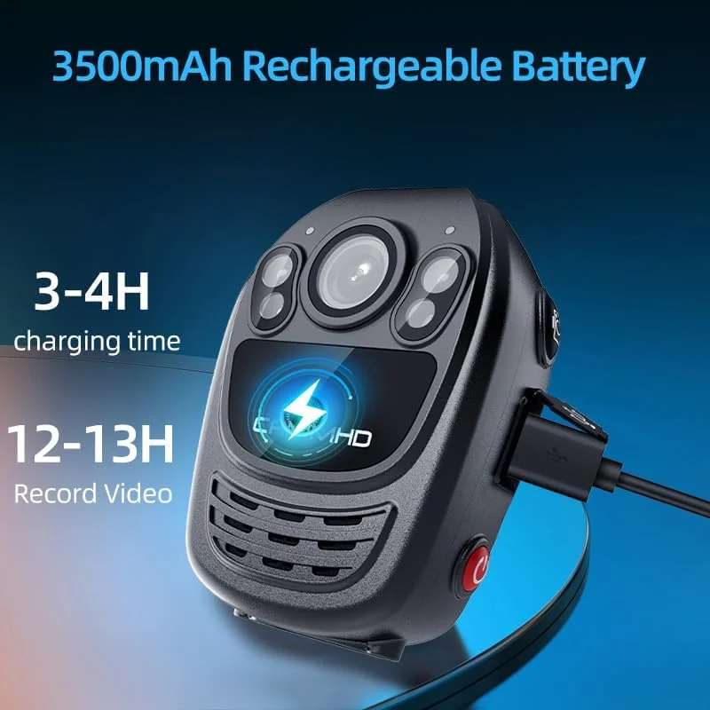 دوربین بدنه CAMMHD با کیفیت 1440P با پشتیبانی از ویدئو، صدا و تصویر، دوربین بدنه با باتری 3500mAh داخلی با قابلیت کارکرد 12 ساعته، صفحه نمایش 2.0 اینچی با پخش آسان، رمزگذاری داده برای اجرای قانون (حافظه داخلی 256 گیگابایت) دوربین بدنه CAMMHD با کیفیت 1440P با پشتیبانی از ویدئو، صدا و تصویر، دوربین بدنه با باتری 3500mAh داخلی با قابلیت کارکرد 12 ساعته، صفحه نمایش 2.0 اینچی با پخش آسان، رمزگذاری داده برای اجرای قانون (حافظه داخلی 256 گیگابایت)