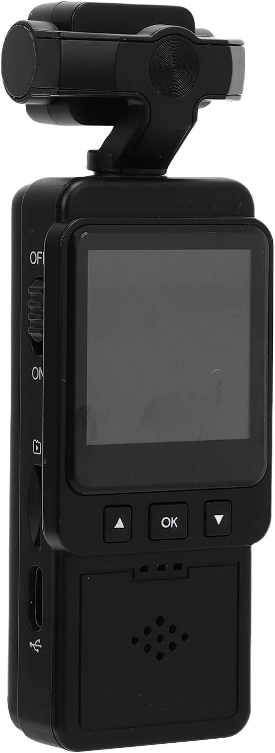 دوربین 1080P Cryfokt با لنز چرخان 360 درجه، دوربین پوشیدنی با گیره، صفحه نمایش LCD رنگی، ضبط کننده فیلم قابل حمل با تشخیص حرکت برای ورزش در فضای باز، مسافرت، همراه با کابل USB