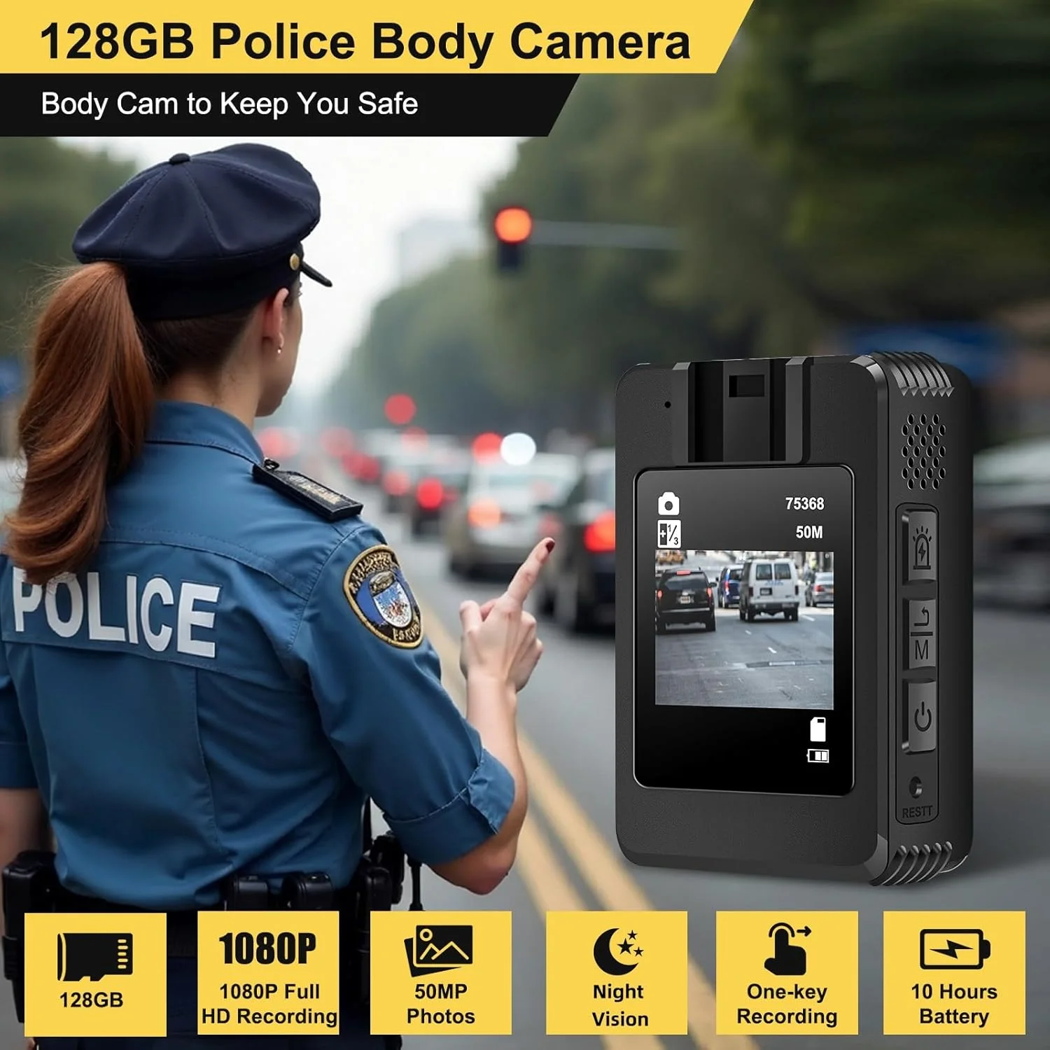 دوربین بدنه با ضبط صدا و تصویر: دوربین بدنه 1080P FHD با دید در شب IR، باتری 10 ساعته، صفحه نمایش 2.0 اینچی، دوربین پوشیدنی 128 گیگابایتی، دوربین بدنه برای مسافرت، فعالیت های خارج از منزل دوربین بدنه با ضبط صدا و تصویر: دوربین بدنه 1080P FHD با دید در شب IR، باتری 10 ساعته، صفحه نمایش 2.0 اینچی، دوربین پوشیدنی 128 گیگابایتی، دوربین بدنه برای مسافرت، فعالیت های خارج از منزل