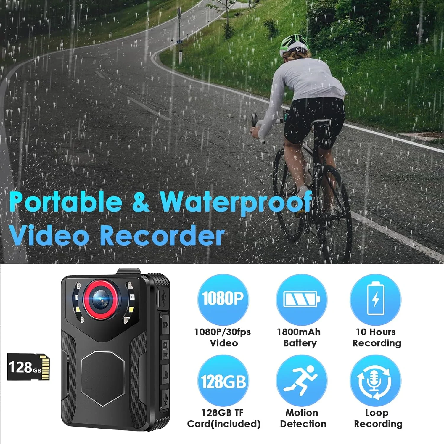 دوربین بدنه با ضبط صدا و تصویر: دوربین بدنه 1080P FHD با دید در شب مادون قرمز، باتری 10 ساعته، صفحه نمایش 2.0 اینچی، دوربین بدنه پوشیدنی 128 گیگابایتی برای اجرای قانون، امنیت و کار در فضای باز دوربین بدنه با ضبط صدا و تصویر: دوربین بدنه 1080P FHD با دید در شب مادون قرمز، باتری 10 ساعته، صفحه نمایش 2.0 اینچی، دوربین بدنه پوشیدنی 128 گیگابایتی برای اجرای قانون، امنیت و کار در فضای باز