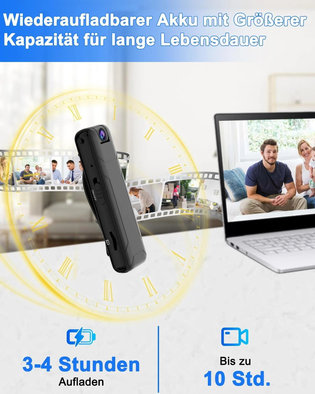 دوربین کوچک بدنه با کیفیت 1080P و کارت حافظه 32 گیگابایتی، 10 ساعت عمر باتری، لنز چرخان 180 درجه، دوربین کوچک بدون وای فای برای مسافرت، دوچرخه سواری، امنیت فضای باز دوربین کوچک بدنه با کیفیت 1080P و کارت حافظه 32 گیگابایتی، 10 ساعت عمر باتری، لنز چرخان 180 درجه، دوربین کوچک بدون وای فای برای مسافرت، دوچرخه سواری، امنیت فضای باز