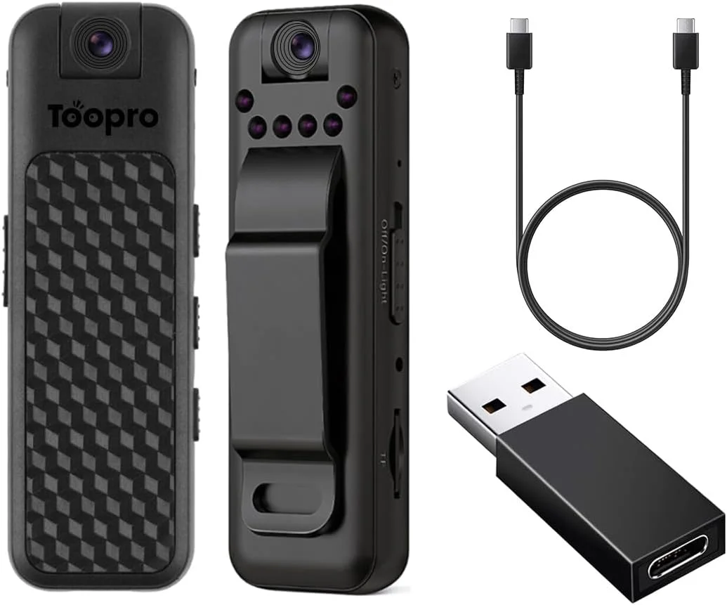 دوربین کوچک بدنه 1080P با قابلیت دید در شب و لنز چرخشی 180 درجه، دوربین قابل حمل برای امنیت، مسافرت، ورزش و کلاس