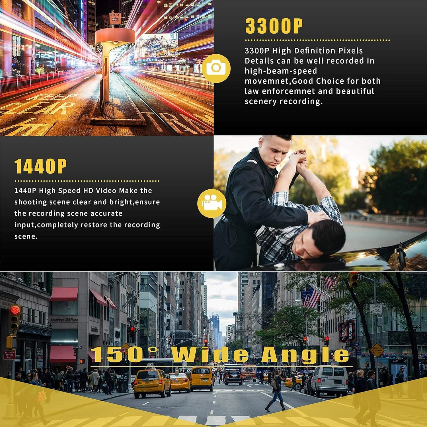 دوربین بدنه پلیس P100 2K با قابلیت ضبط مداوم 12 ساعته، USB-C، دید در شب مادون قرمز، ضد آب، ضد ضربه، سبک وزن، رمزگذاری داده برای ضبط اجرای قانون (P100-128gb) دوربین بدنه پلیس P100 2K با قابلیت ضبط مداوم 12 ساعته، USB-C، دید در شب مادون قرمز، ضد آب، ضد ضربه، سبک وزن، رمزگذاری داده برای ضبط اجرای قانون (P100-128gb)