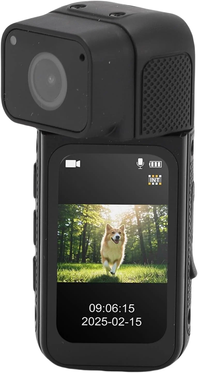 دوربین اکشن بدنه پوشیدنی ASHATA، دوربین بدنه مغناطیسی با ضبط صدا و تصویر، دوربین فیلمبرداری قابل حمل POV، دوربین اکشن بدنه پوشیدنی با اندازه انگشت شست برای کار، مسافرت، پیاده روی با حیوانات خانگی (مشکی)