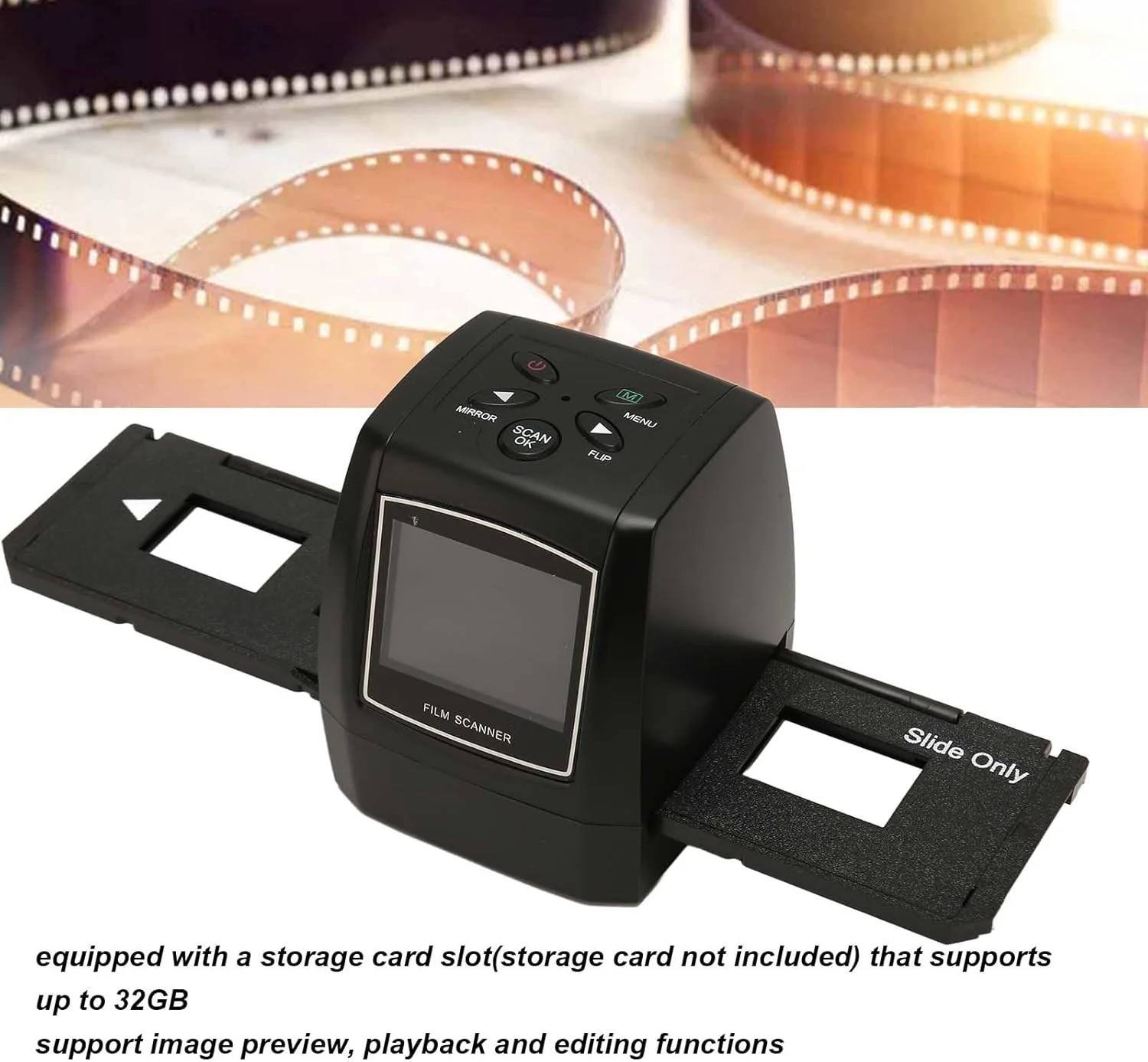 اسکنر فیلم، اسکنر فیلم و اسلاید همه کاره با صفحه نمایش 2.36 اینچی TFT LCD، فیلم 35 میلی متری و اسلایدهای 135 میلی متری را به عکس های دیجیتال 5 مگاپیکسلی JPEG تبدیل می کند، قابل ارتقا تا 32 گیگابایت، بدون نیاز به کامپیوتر اسکنر فیلم، اسکنر فیلم و اسلاید همه کاره با صفحه نمایش 2.36 اینچی TFT LCD، فیلم 35 میلی متری و اسلایدهای 135 میلی متری را به عکس های دیجیتال 5 مگاپیکسلی JPEG تبدیل می کند، قابل ارتقا تا 32 گیگابایت، بدون نیاز به کامپیوتر