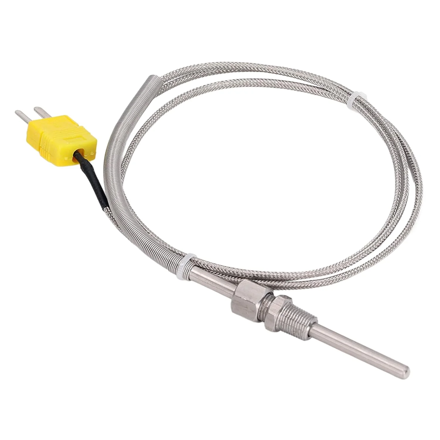 حسگر دمای ترموکوپل نوع K، رزوه NPT 1/8 اینچ، کابل 1 متری 80 میلی متری با سیم فولاد ضد زنگ