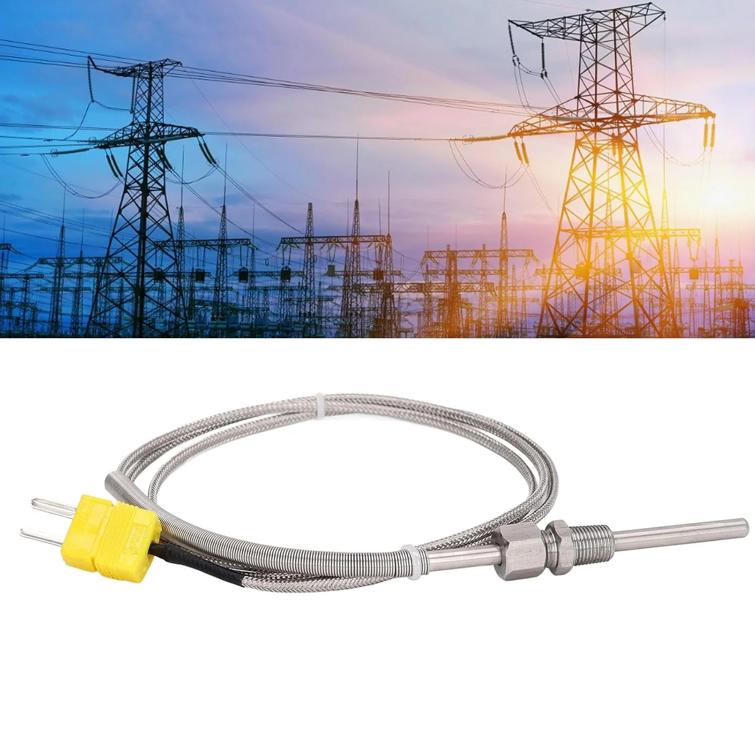 حسگر دمای ترموکوپل نوع K، رزوه NPT 1/8 اینچ، کابل 1 متری 80 میلی متری با سیم فولاد ضد زنگ حسگر دمای ترموکوپل نوع K، رزوه NPT 1/8 اینچ، کابل 1 متری 80 میلی متری با سیم فولاد ضد زنگ