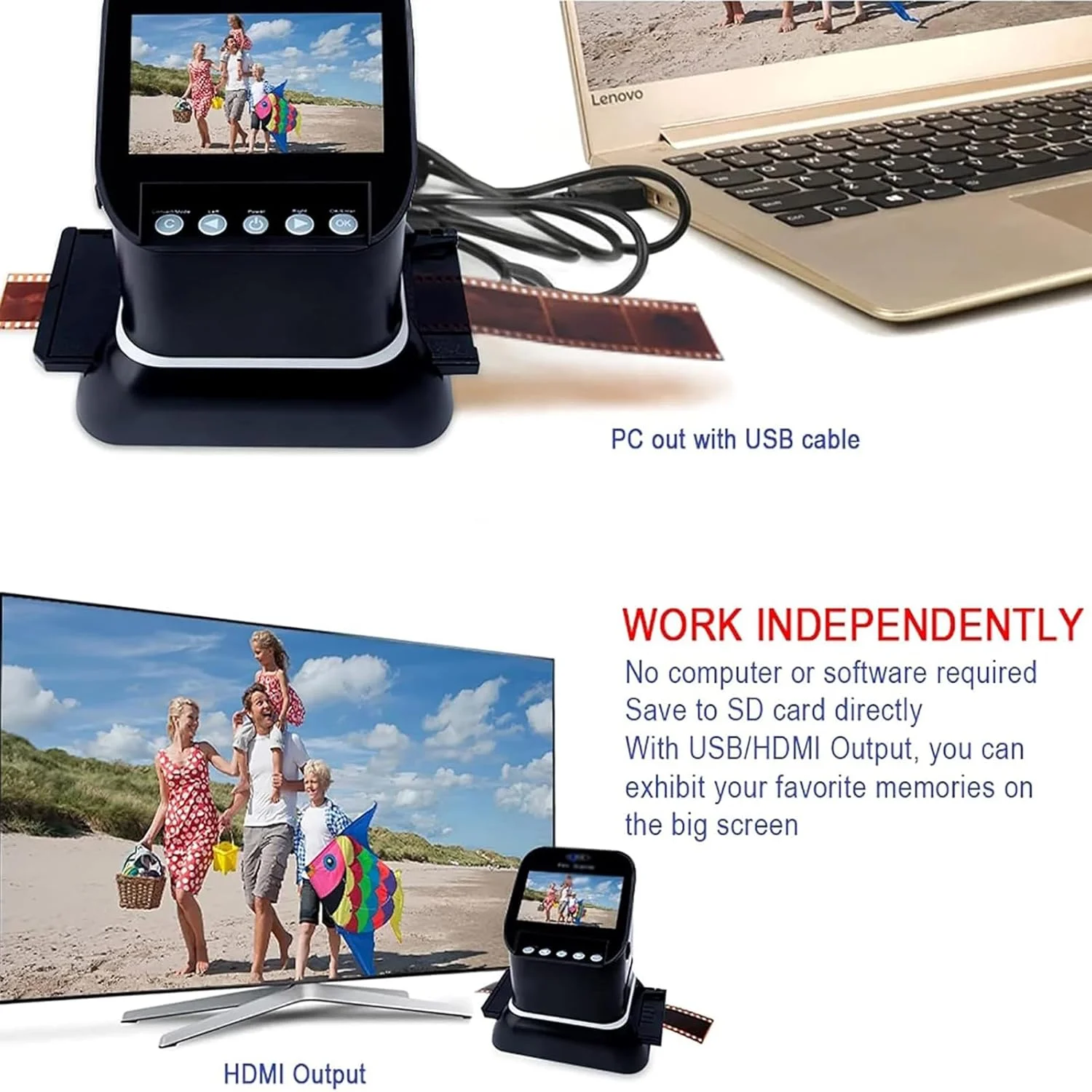 اسکنر فیلم و اسلاید WIKINK 22MP All-in-1، اسکنر فیلم 120 با رزولوشن بالا با صفحه نمایش 4.3 اینچی LCD، تبدیل کننده دیجیتال فیلم 35mm 135 126KPK، پشتیبانی از خروجی HDMI/USB اسکنر فیلم و اسلاید WIKINK 22MP All-in-1، اسکنر فیلم 120 با رزولوشن بالا با صفحه نمایش 4.3 اینچی LCD، تبدیل کننده دیجیتال فیلم 35mm 135 126KPK، پشتیبانی از خروجی HDMI/USB