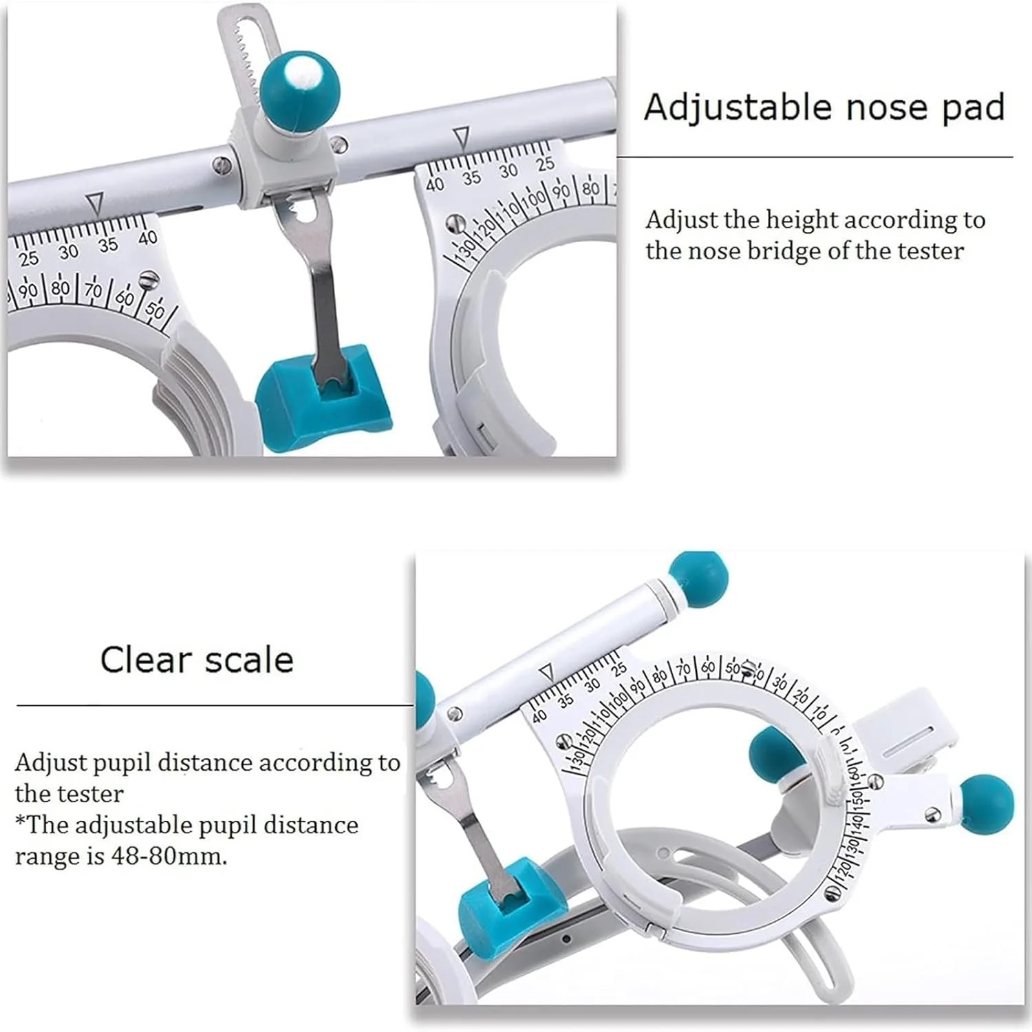 فریم بینایی سنجی فوق سبک، پدهای بینی و طول دسته قابل تنظیم، محدوده تنظیم فاصله مردمکی: 48mm ~ 80mm برای متخصص بینایی سنجی، بیمارستان، کارخانه فریم بینایی سنجی فوق سبک، پدهای بینی و طول دسته قابل تنظیم، محدوده تنظیم فاصله مردمکی: 48mm ~ 80mm برای متخصص بینایی سنجی، بیمارستان، کارخانه