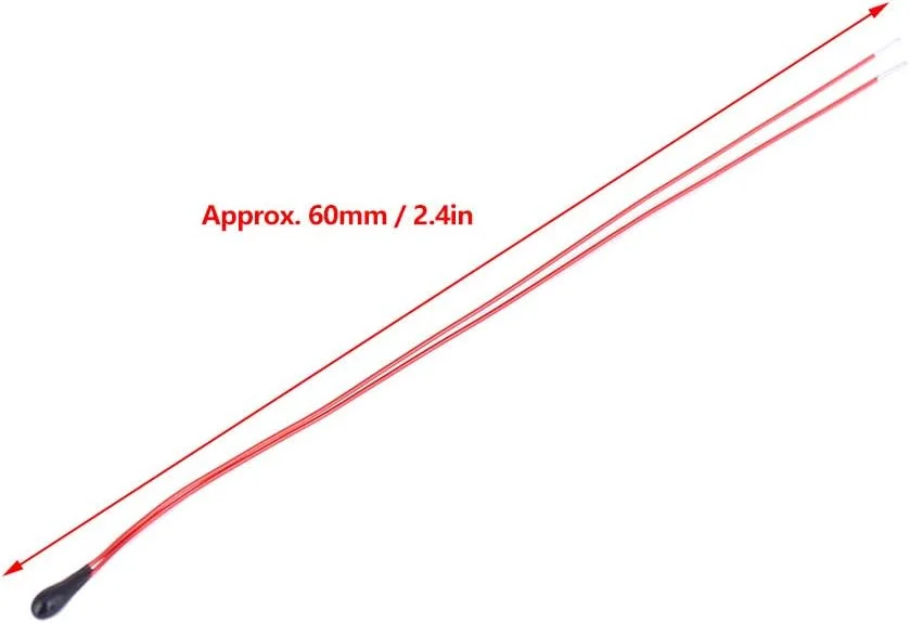 ترمیستور NTC، حسگر دمای با حساسیت بالا با سیم 60 میلی متری، برای مدارهای الکترونیکی، خطوط ابزار، مقادیر 1K 5K 10K (10K)
