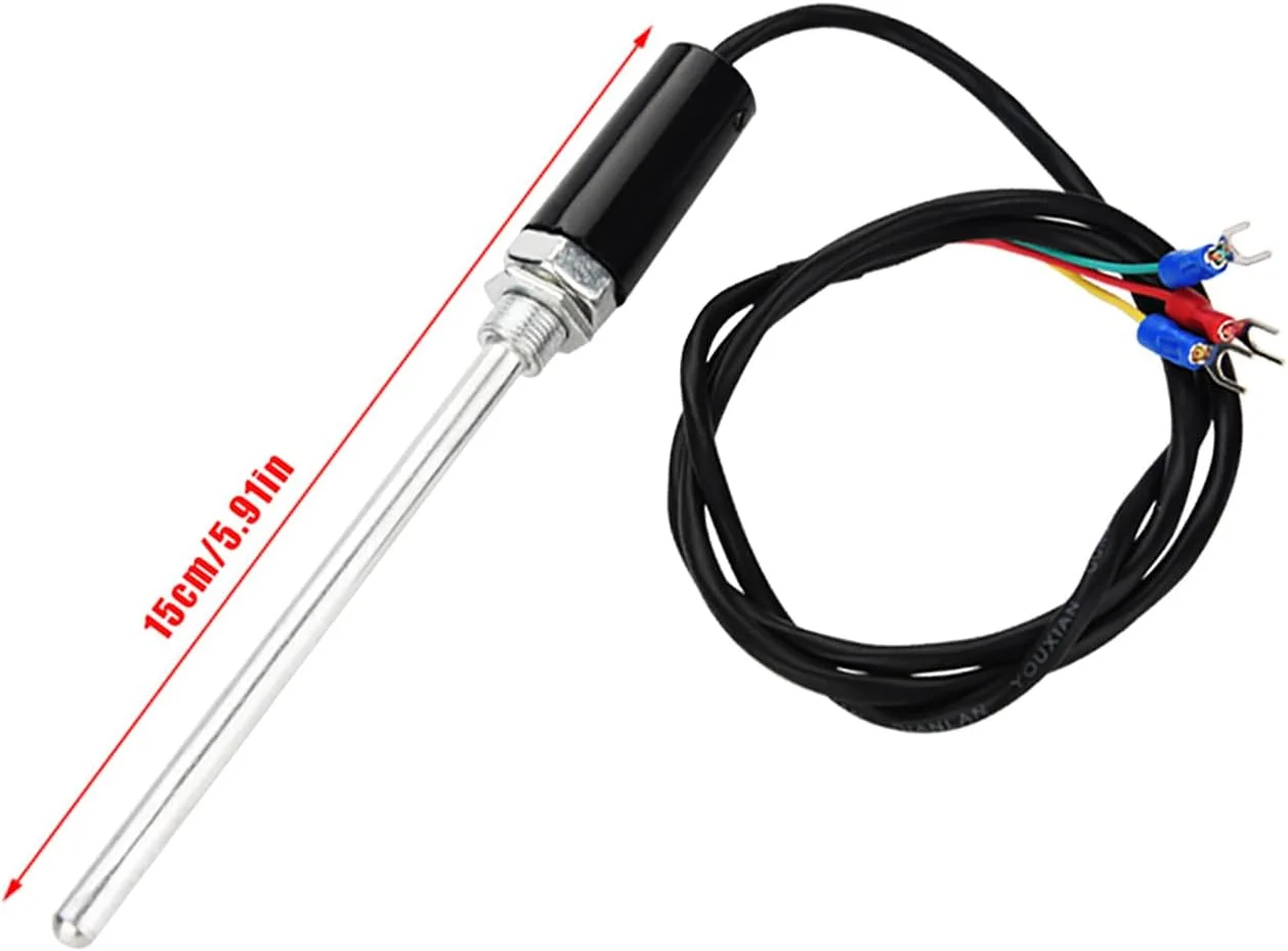 حسگر ترموکوپل دما PT100، پروب استیل ضد زنگ و ضد آب با محدوده اندازه گیری گسترده، مناسب برای مصارف صنعتی (میله مستقیم 150 میلی متر)