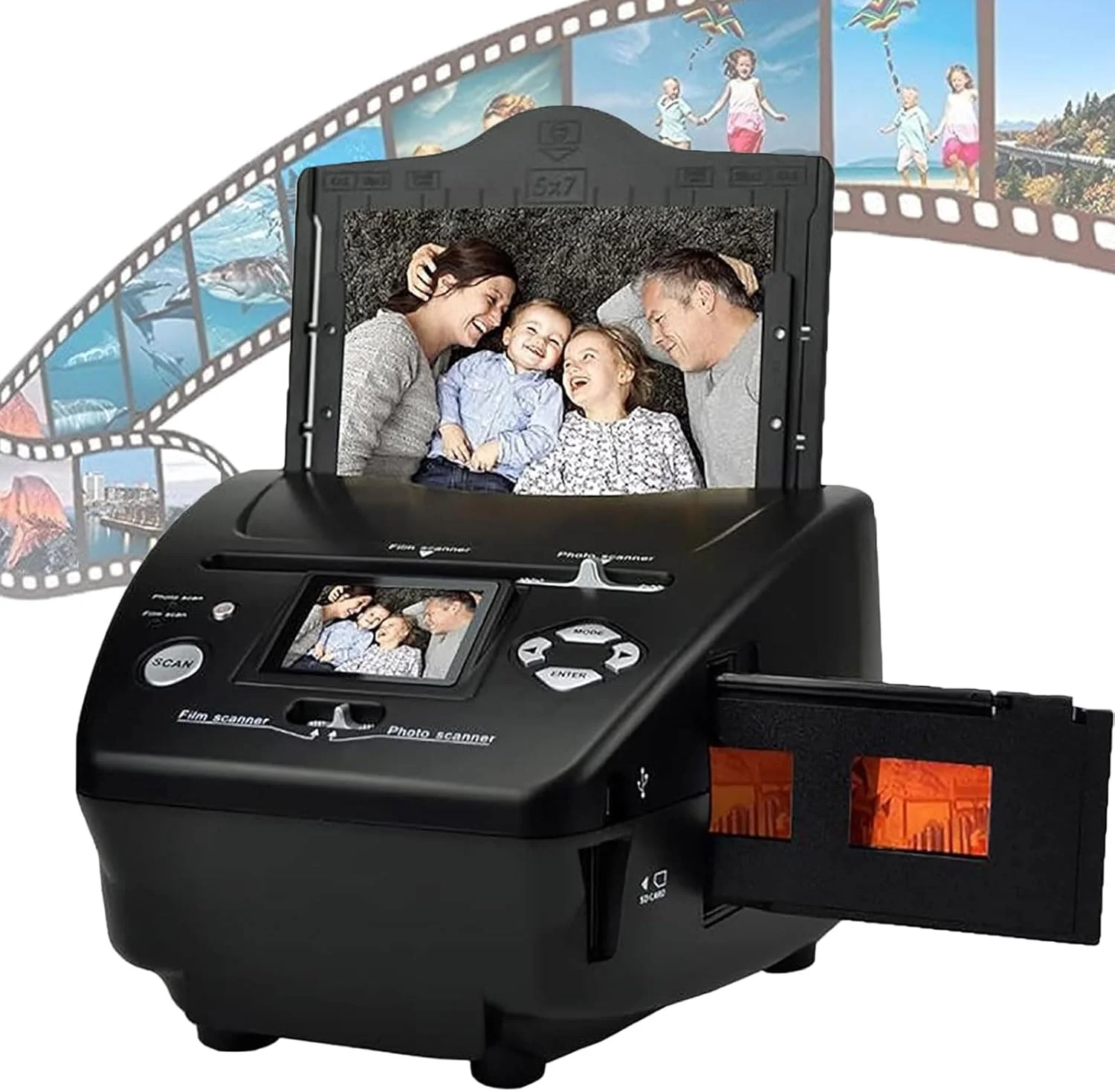 اسکنر فیلم و اسلاید LCD 2.4 اینچی، اسکنر نگاتیو 16 مگاپیکسلی، تبدیل اسلایدها و نگاتیوهای 35 میلی‌متری/135 به عکس‌های دیجیتال JPEG، 16 مگاپیکسل، نمایشگر اسلاید با وضوح بالا، برای خانه، استودیو عکس