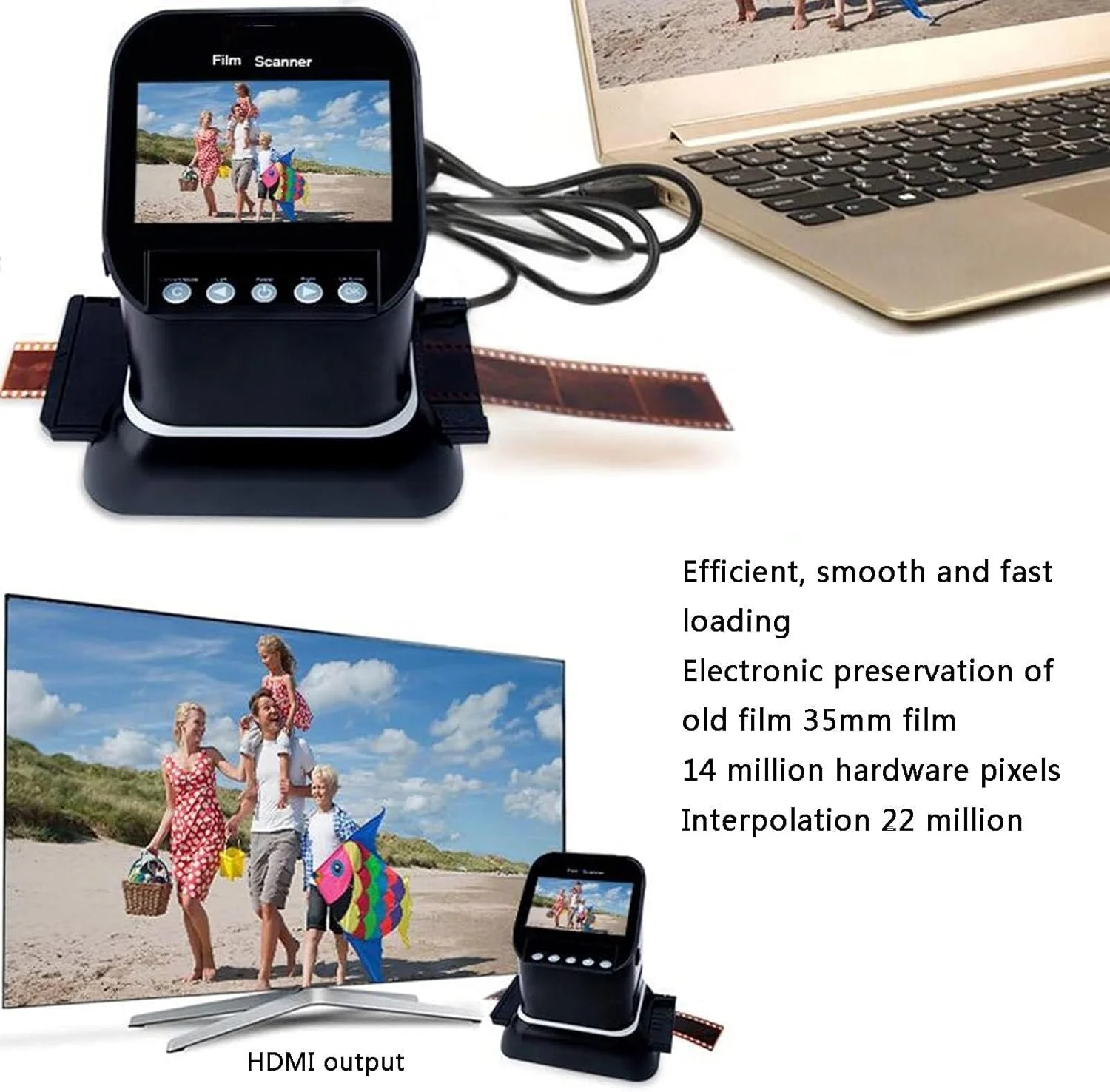 اسکنر فیلم و عکس، اسکنر فیلم 22 مگاپیکسلی همه کاره با صفحه نمایش بزرگ 4.3 اینچی، اسلاید های 35 میلی متری/126/110 و 135/126/110 را به عکس های دیجیتال تبدیل می کند. اسکنر فیلم و عکس، اسکنر فیلم 22 مگاپیکسلی همه کاره با صفحه نمایش بزرگ 4.3 اینچی، اسلاید های 35 میلی متری/126/110 و 135/126/110 را به عکس های دیجیتال تبدیل می کند.