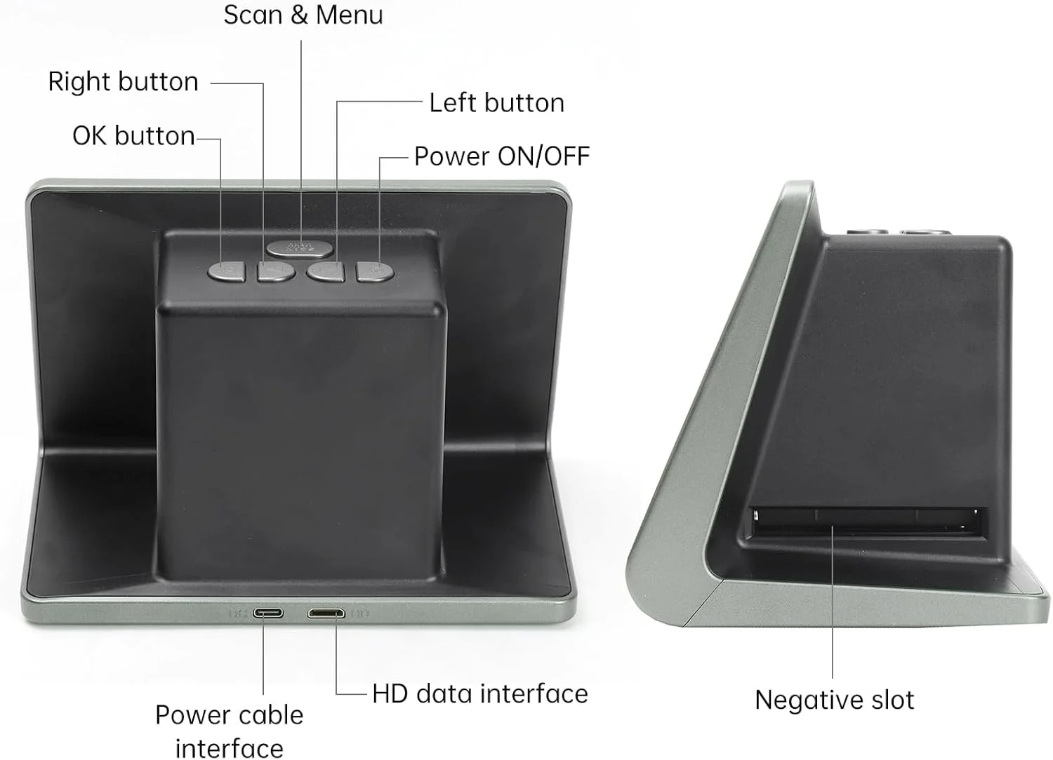 اسکنر فیلم و اسلاید برای 135 126KPK 110 Super8 تک رنگ به عکس های JPEG دیجیتال با حافظه داخلی 16 گیگابایتی صفحه نمایش LCD 7 اینچی پشتیبانی از APP نمایشگر 48W پیکسل اتصال