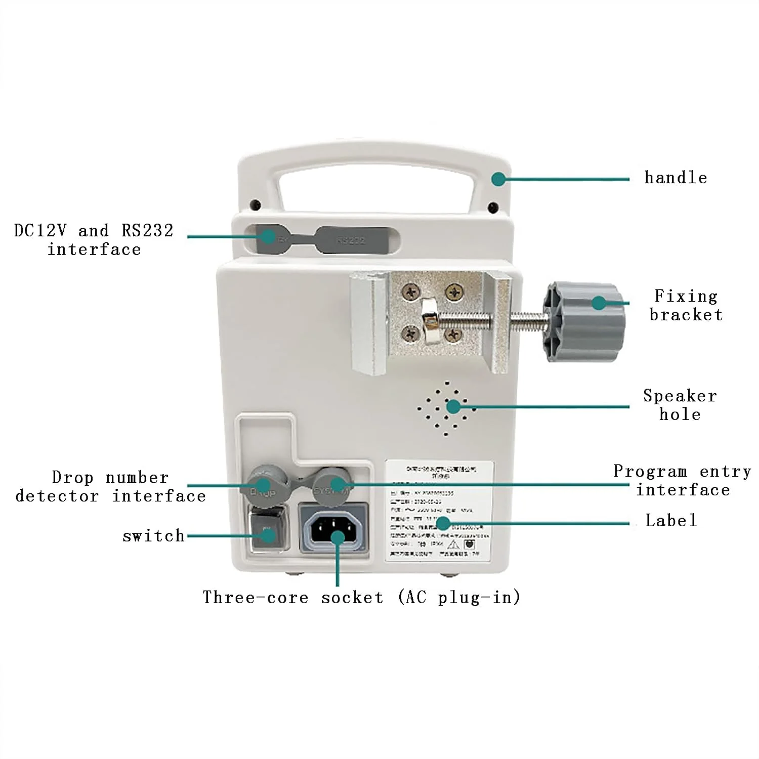 پمپ تزریق قابل شارژ دامپزشکی، تزریق IV با دقت بالا و قابل تنظیم با نمایشگر LCD، تبدیل ML و تعداد قطره، آلارم، KVO برای سگ، گربه، حیوانات خانگی