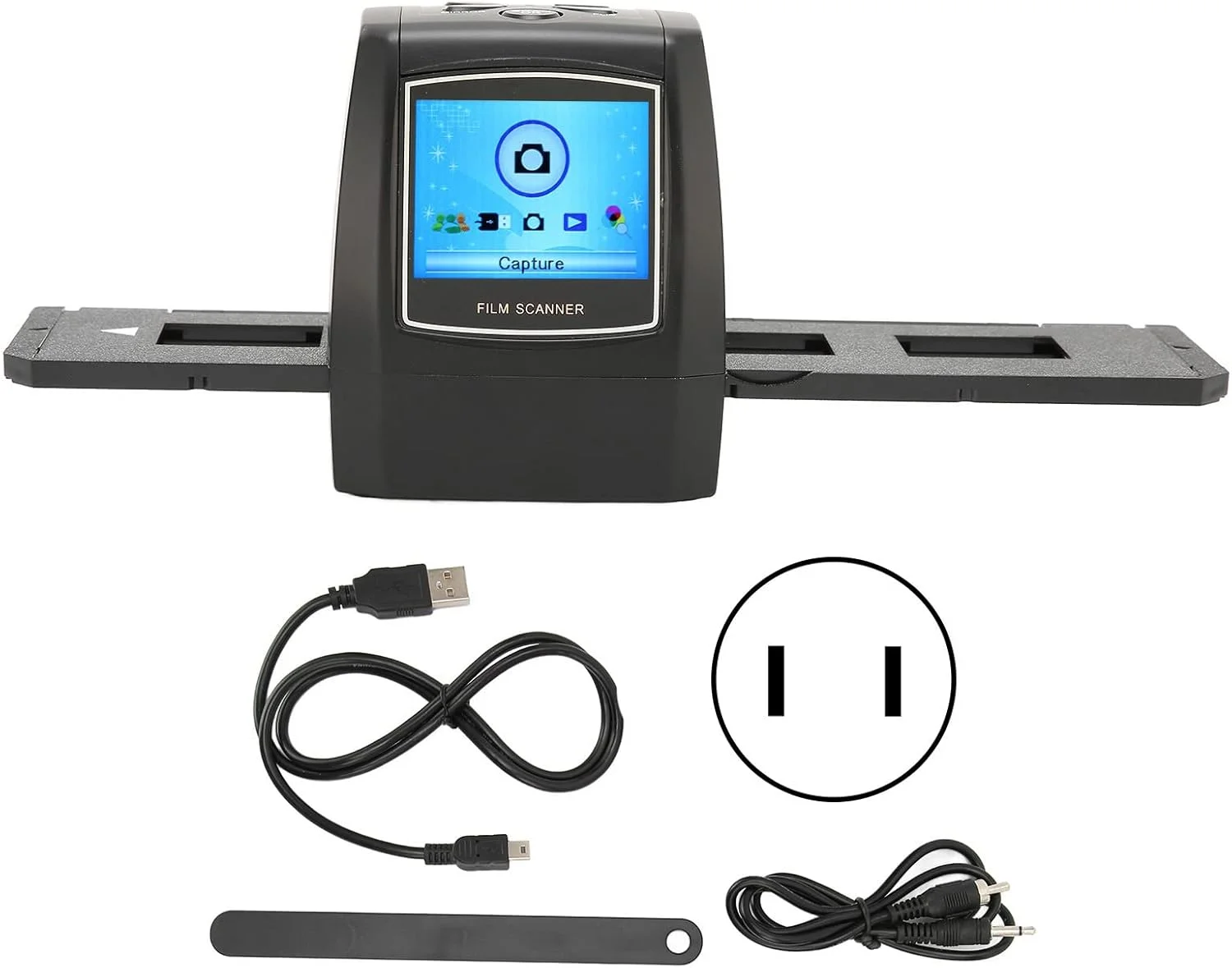 اسکنر فیلم و اسلاید، مبدل فیلم اسلاید قابل حمل با صفحه نمایش LCD 2.4 اینچی، پشتیبانی از پیش نمایش، پخش، عملکردهای تنظیم، کارت SD (قوانین ایالات متحده)