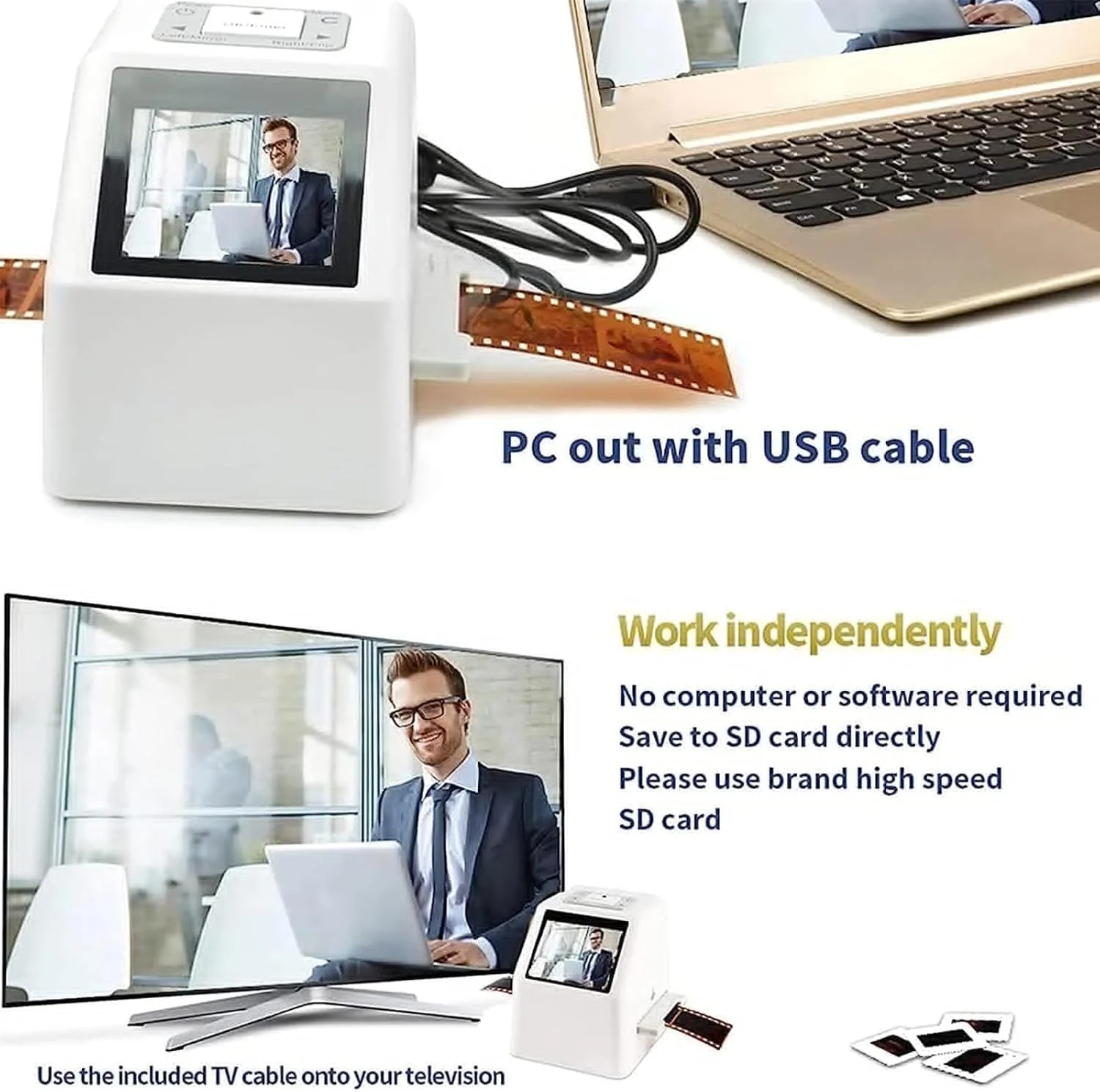 نمایشگر اسلاید، اسکنر فیلم و اسلاید دیجیتال با LCD شیب دار 2.4 اینچی، تا 20 میلیون پیکسل، تبدیل نگاتیو و اسلاید فیلم های 135 میلی متری، 126، 110، سوپر 8 و 8 میلی متری به JPEG نمایشگر اسلاید، اسکنر فیلم و اسلاید دیجیتال با LCD شیب دار 2.4 اینچی، تا 20 میلیون پیکسل، تبدیل نگاتیو و اسلاید فیلم های 135 میلی متری، 126، 110، سوپر 8 و 8 میلی متری به JPEG