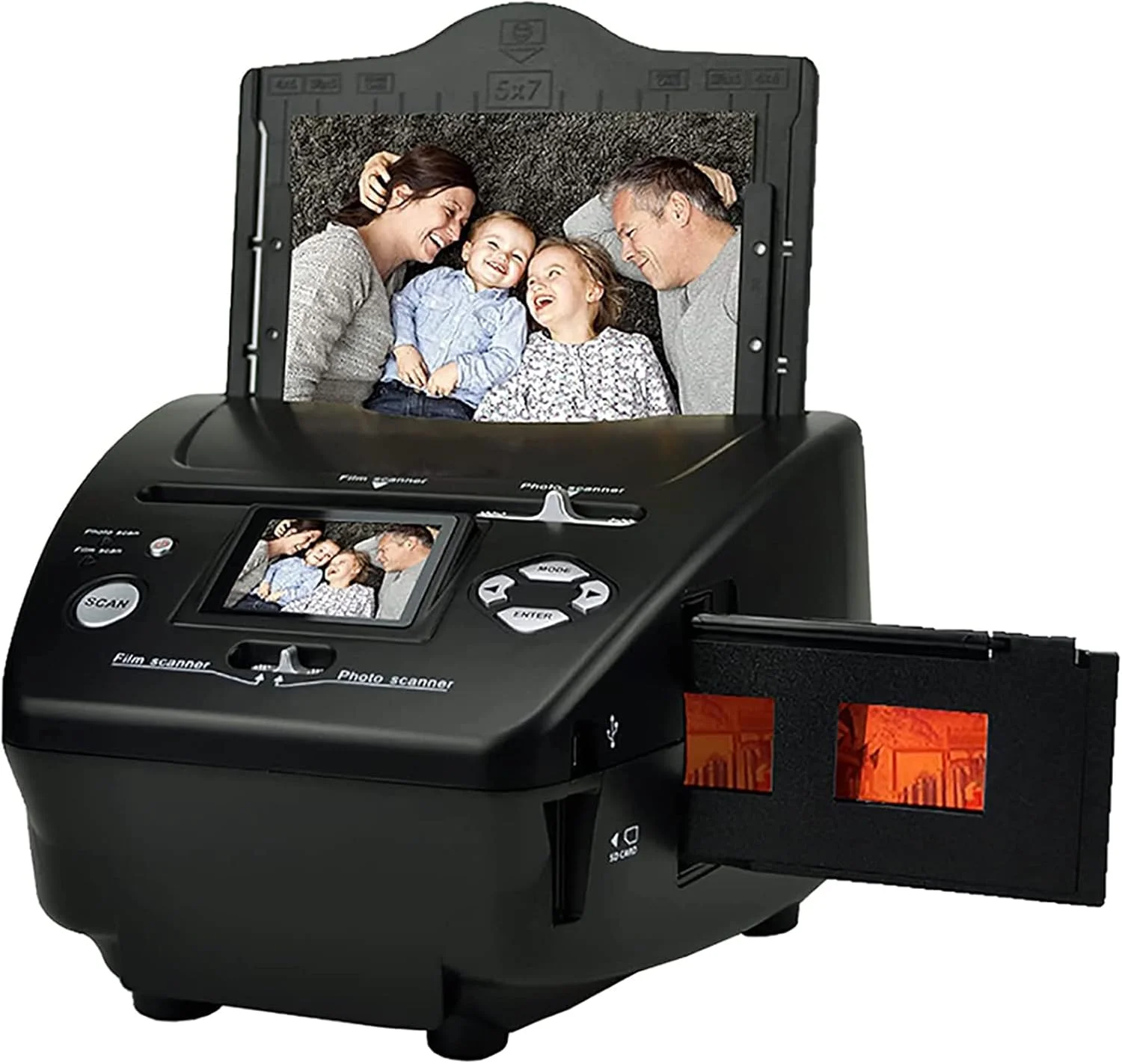 اسکنر فیلم و اسلاید، اسکنر نگاتیو 16 مگاپیکسلی، صفحه نمایش LCD 2.4 اینچی، تبدیل اسلایدها و نگاتیوهای 35 میلی‌متری/135 به عکس‌های دیجیتال JPG، سازگار با انواع مختلف اسلایدهای فیلم