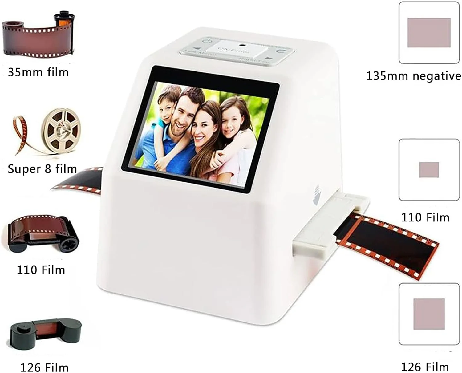 اسکنر فیلم قابل حمل، رزولوشن بالا 22 مگاپیکسل، صفحه نمایش LCD 2.4 اینچی، تبدیل اسلاید و نگاتیو به JPEG، کار با انواع مختلف اسلاید فیلم اسکنر فیلم قابل حمل، رزولوشن بالا 22 مگاپیکسل، صفحه نمایش LCD 2.4 اینچی، تبدیل اسلاید و نگاتیو به JPEG، کار با انواع مختلف اسلاید فیلم