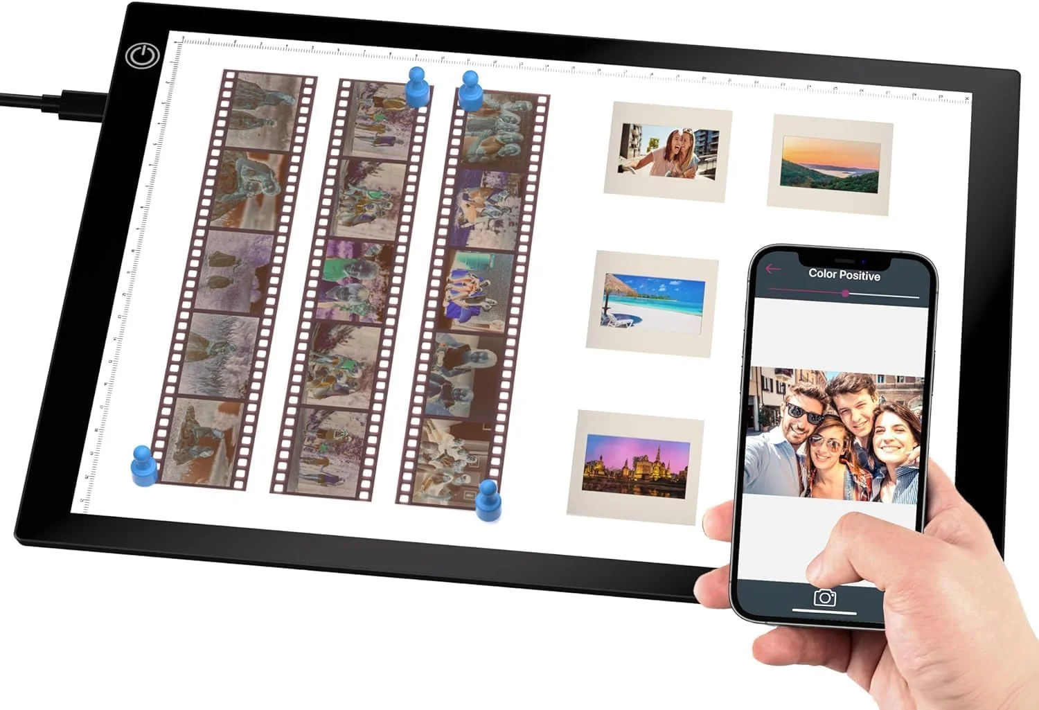 پد نوری نمایش اسلاید برای اسلایدهای قدیمی، اسکنر نگاتیو، پد نوری دیجیتایزر اسکنر اسلاید برای پشتیبانی از اسلاید های عکس و اسکن نگاتیو فیلم با کابل USB، 3 سطح روشنایی