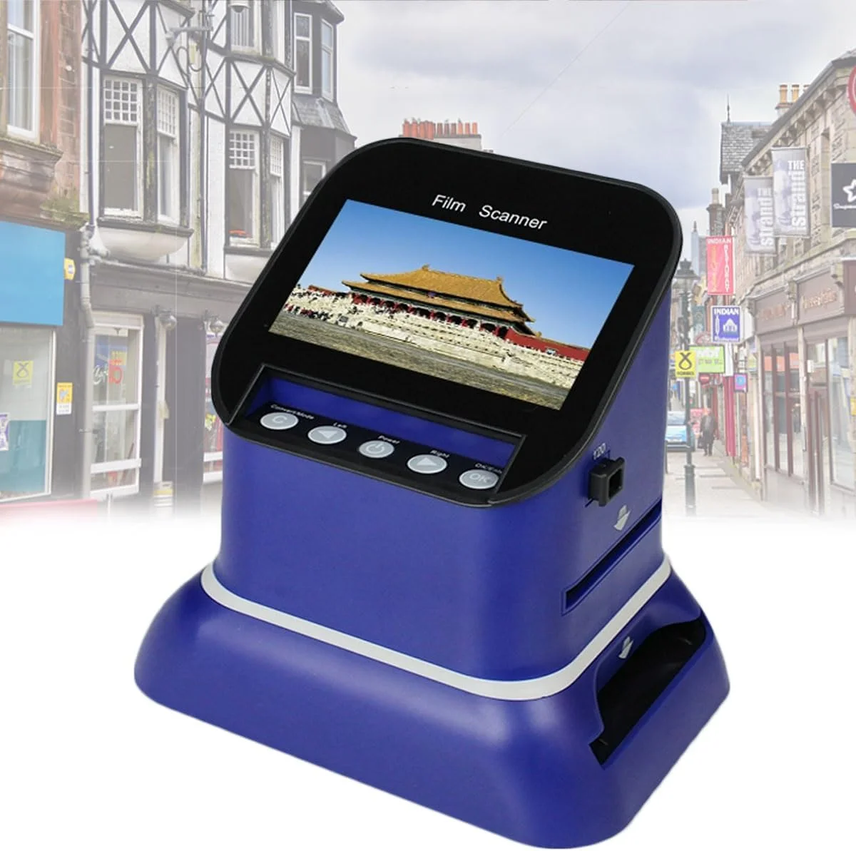 اسکنر فیلم 22 میلیون پیکسلی، نمایشگر اسلاید دیجیتال 4.3 اینچی، تبدیل نگاتیو و اسلاید 135، 120، 126، 127 به JPEG دیجیتال، همراه با کارت حافظه 8 گیگابایتی، کارت حافظه خارجی 128 گیگابایتی، برای ترمیم فیلم های قدیمی، سفرها