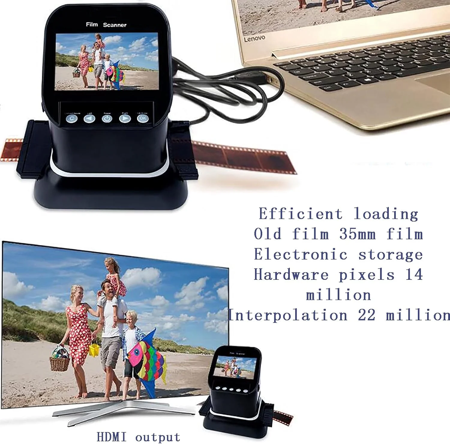 اسکنر فیلم دیجیتال با صفحه نمایش رنگی 4.3 اینچی، پشتیبانی از خروجی USB/HDMI، تبدیل 5 نوع نگاتیو 120 (60x90، 60x80، 60x70، 60x60، 60x45)، نگاتیو 35 میلی متری 135 (36x24)، 127، 126 اسکنر فیلم دیجیتال با صفحه نمایش رنگی 4.3 اینچی، پشتیبانی از خروجی USB/HDMI، تبدیل 5 نوع نگاتیو 120 (60x90، 60x80، 60x70، 60x60، 60x45)، نگاتیو 35 میلی متری 135 (36x24)، 127، 126