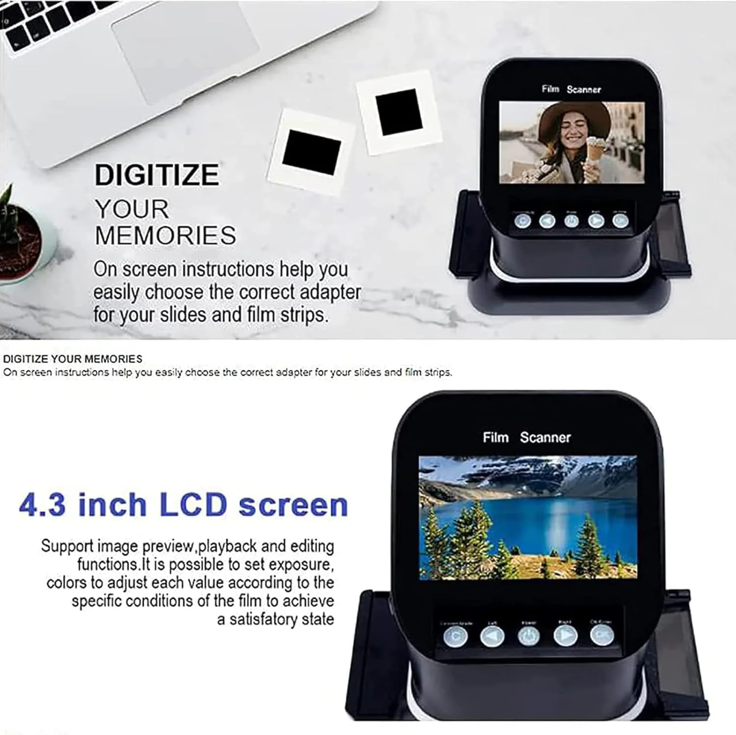 اسکنر نگاتیو فیلم و نمایشگر اسلاید، مبدل دیجیتال فیلم، رزولوشن بالا 120، مبدل دیجیتال 1080p برای نگاتیو و اسلایدهای 35 میلی متری، 135، 126، 127 به JPEG دیجیتال، پشتیبانی از پیش نمایش و ویرایش تصویر اسکنر نگاتیو فیلم و نمایشگر اسلاید، مبدل دیجیتال فیلم، رزولوشن بالا 120، مبدل دیجیتال 1080p برای نگاتیو و اسلایدهای 35 میلی متری، 135، 126، 127 به JPEG دیجیتال، پشتیبانی از پیش نمایش و ویرایش تصویر