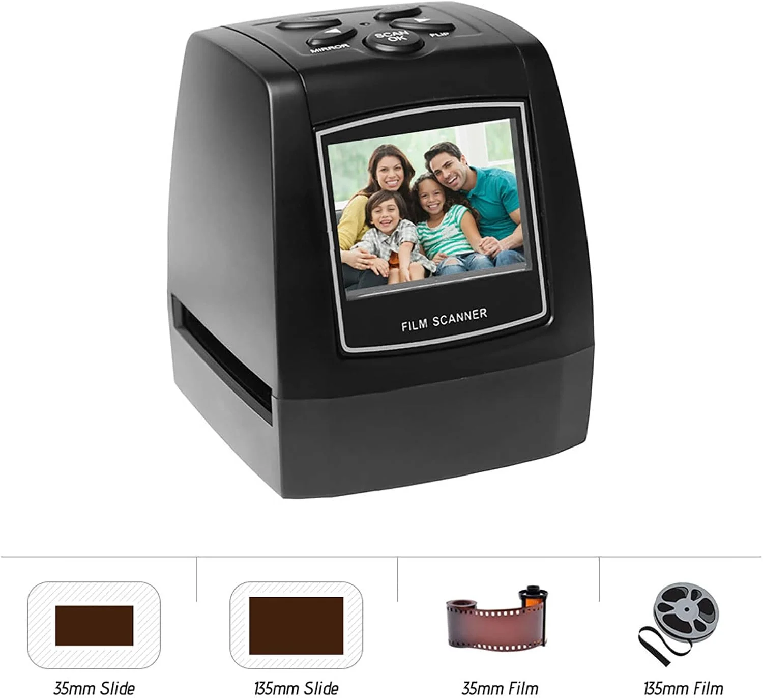 اسکنر فیلم 35/135 میلیمتری، اسکن اسلاید نگاتیو فیلم با صفحه نمایش LCD 2.36 اینچی، پشتیبانی از پیشنمایش تصویر، پخش و عملکردهای ویرایش اسکنر فیلم 35/135 میلیمتری، اسکن اسلاید نگاتیو فیلم با صفحه نمایش LCD 2.36 اینچی، پشتیبانی از پیشنمایش تصویر، پخش و عملکردهای ویرایش