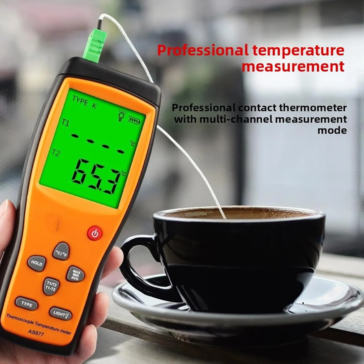 دماسنج ترموکوپل، دماسنج دیجیتال 4 کاناله نوع K، تستر دمای بالا 200-~1372 درجه سانتیگراد با 4 پروب، 2 واحد قابل تعویض دماسنج ترموکوپل، دماسنج دیجیتال 4 کاناله نوع K، تستر دمای بالا 200-~1372 درجه سانتیگراد با 4 پروب، 2 واحد قابل تعویض