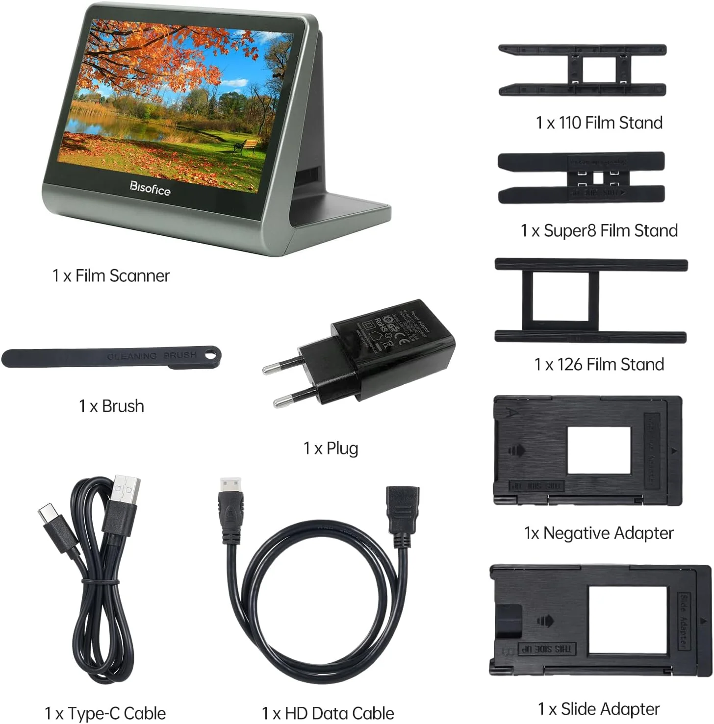 اسکنر فیلم و اسلاید Labymos برای فیلم 135 (36 * 24 میلی متر) / 126KPK / فیلم 110 / Super8 / تک رنگ / اسلاید به عکس های دیجیتال JPEG حافظه داخلی 16 گیگابایتی صفحه نمایش LCD 7 اینچی پشتیبانی از APP نمایشگر 48W پیکسل اتصال