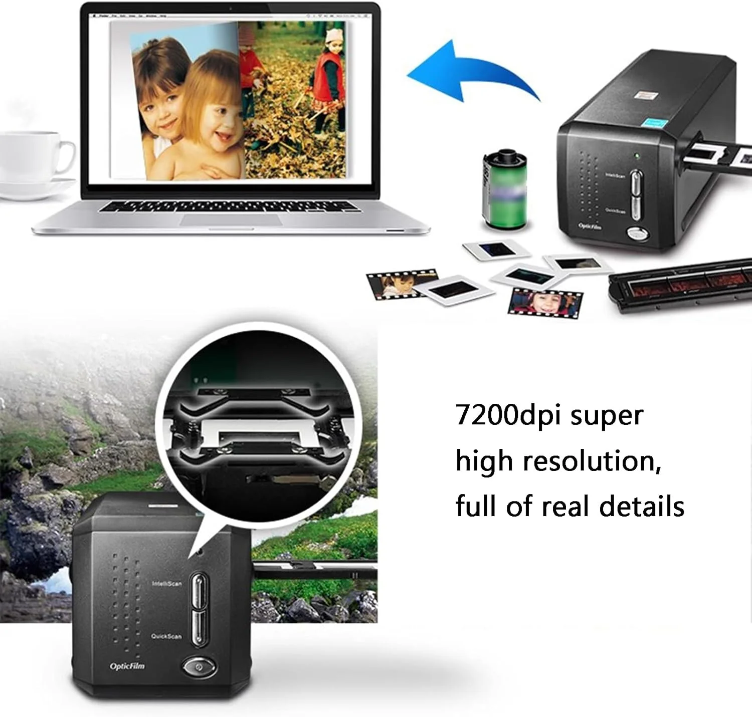 اسکنر اتوماتیک فیلم و اسلاید، اسکنر نوار فیلم نگاتیو 35 میلی متری و اسلاید، تبدیل دسته ای اسلایدها و نگاتیوهای فیلم 35 میلی متری، پشتیبانی از نرم افزار ویرایش شخص ثالث، حداکثر 7200 DPI اسکنر اتوماتیک فیلم و اسلاید، اسکنر نوار فیلم نگاتیو 35 میلی متری و اسلاید، تبدیل دسته ای اسلایدها و نگاتیوهای فیلم 35 میلی متری، پشتیبانی از نرم افزار ویرایش شخص ثالث، حداکثر 7200 DPI