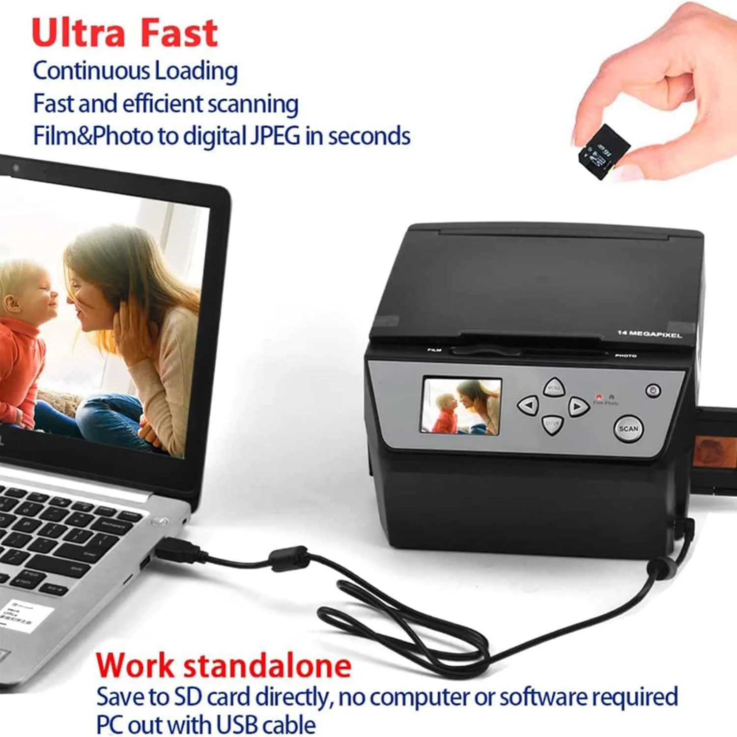 اسکنر اسلاید، اسکنر فیلم 22 مگاپیکسلی همه کاره، تبدیل فیلم های رنگی و سیاه و سفید 35 میلی متری، نگاتیو اسلاید/عکس/سند/کارت ویزیت به عکس های دیجیتال JPEG، پشتیبانی از خروجی USB اسکنر اسلاید، اسکنر فیلم 22 مگاپیکسلی همه کاره، تبدیل فیلم های رنگی و سیاه و سفید 35 میلی متری، نگاتیو اسلاید/عکس/سند/کارت ویزیت به عکس های دیجیتال JPEG، پشتیبانی از خروجی USB