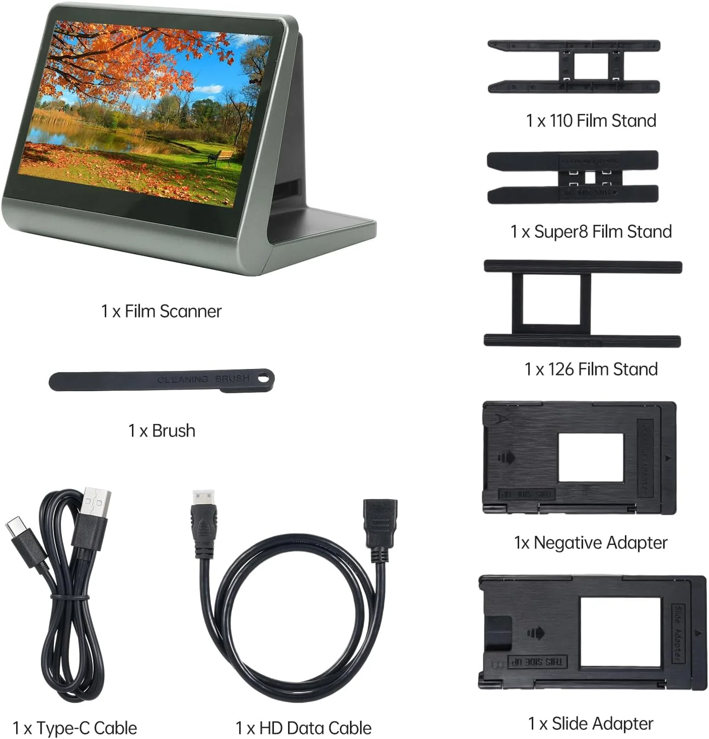 اسکنر فیلم و اسلاید Labymos برای فیلم 135 (36 * 24 میلی متر) / 126KPK / 110 فیلم / Super8 / تک رنگ / اسلاید به عکس های JPEG دیجیتال حافظه داخلی 16 گیگابایتی صفحه نمایش LCD 7 اینچی پشتیبانی از APP نمایشگر 48W پیکسل